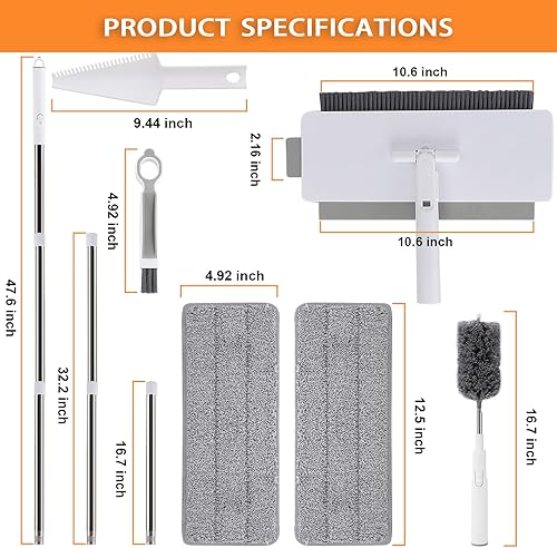 Miniatura 2 de LOMIDA Trapeador de microfibra para limpieza de suelos secos y húmedos 5 en 1 con mango largo de 49 pulgadas para limpiar el suelo de la ventana,