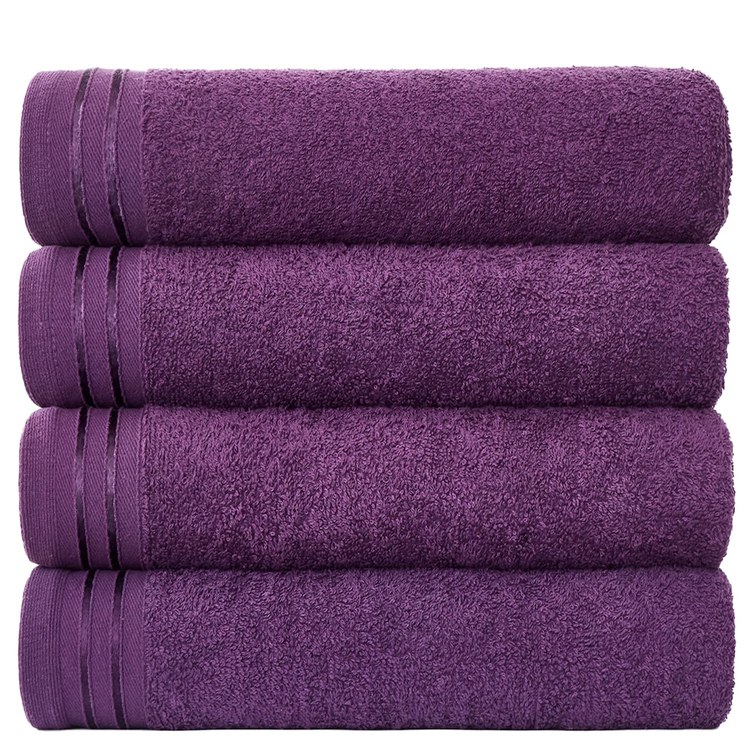 Gc Gaveno Cavailia Purple Towels Bath Sheets Set Of 4 | 500 Gsm Bath Towels Large 75X135 Cm Quick Dry & Super Absorbent Towels Set | Egyptian Cotton Bath Sheets Extra Large Towel Bale,