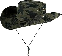 Vista 1 de Sombrero de pesca Sun Boonie de ala ancha para exteriores con protección UV de verano con cordón de barbilla lateral