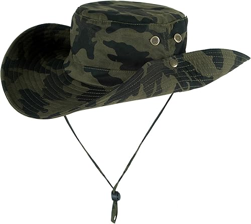 Sombrero de pesca Sun Boonie de ala ancha para exteriores con protección UV de verano con cordón de barbilla lateral