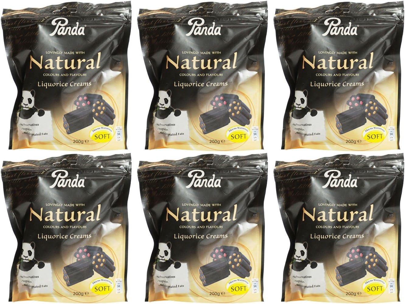 (6 PACK) - Panda - Assorted Filled Licorice Cream | 200g | 6 PACK BUNDLE