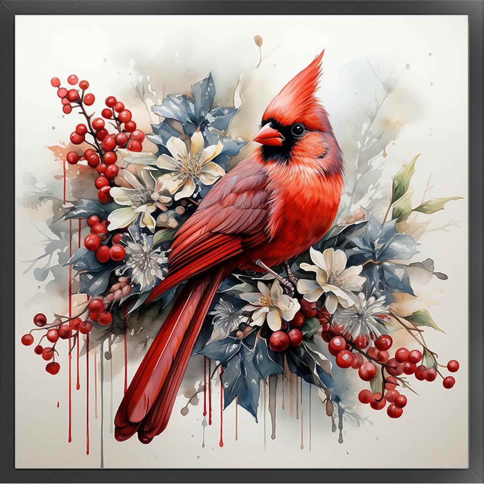 CLBDRESS Cardinal Full 11CT 3 Strands DIY Counted Embroidery Needlepoint Starter Kits 15.75x15.75inch Cross Stitch Art and Crafts Kits for Beginners Adults Home Decor