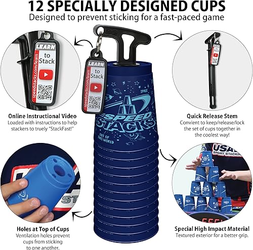 Miniatura 8 de Speed Stacks  Competitor de apilamiento deportivo llama negra - 12 tazas vástago de sujeción con temporizador GX y alfombrilla  Aprobado por la WSSA