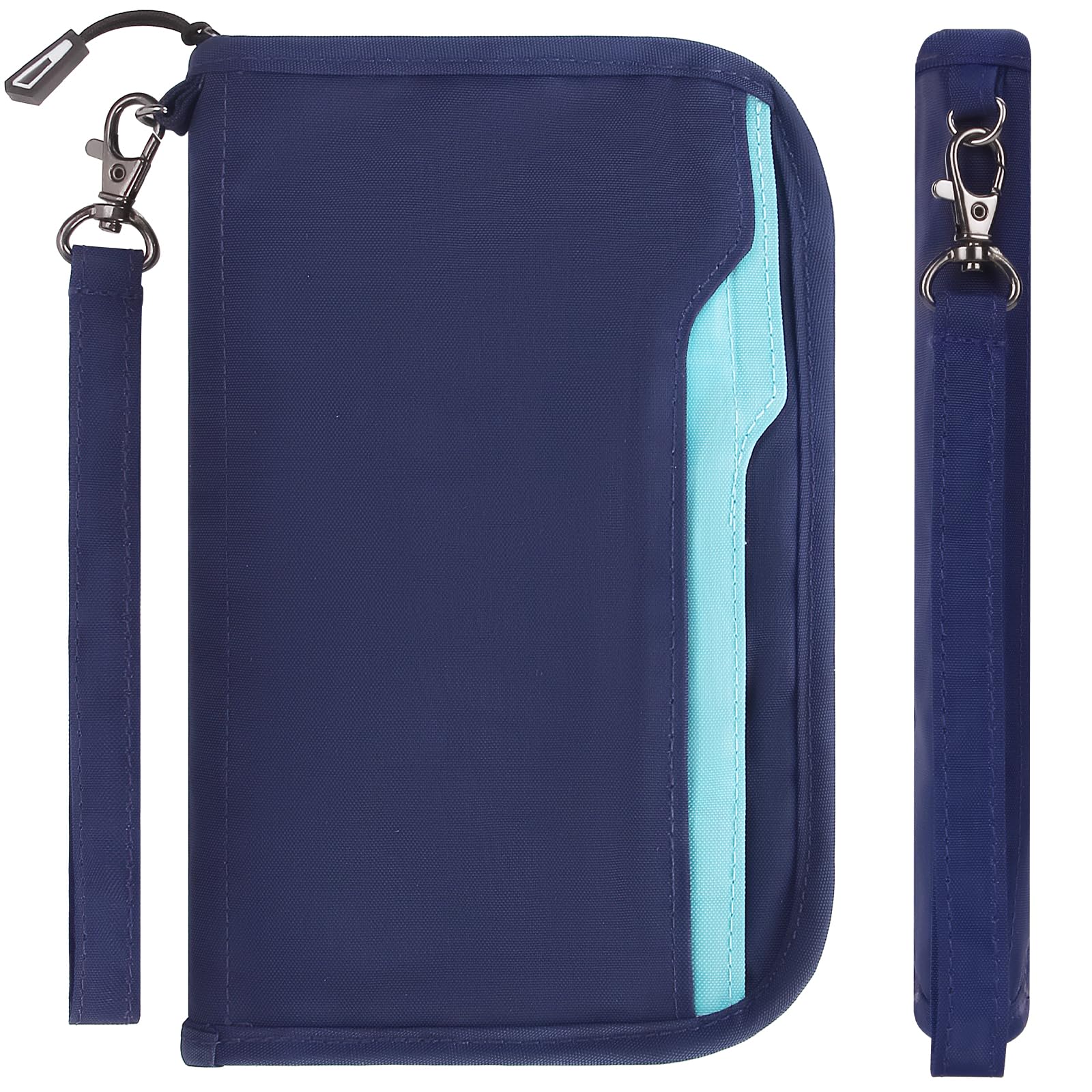 ZOPPEN Passport Holder Family RFID Passport Wallet, Passport Holder Women/Men, Travel Wallet Documents Organizer Zipper Case with Removable Wristlet