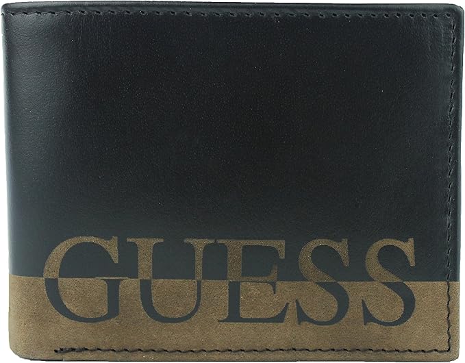 Amazon New Guess メンズ Ansel ブラックレザー パスケース 二つ折り財布 Guess ゲス 財布