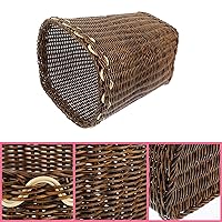 Vista 7 de Cabilock Cesta de basura tejida marrón, ratán sintético, plástico, 7.9 x 8.7 in, tapa abierta
