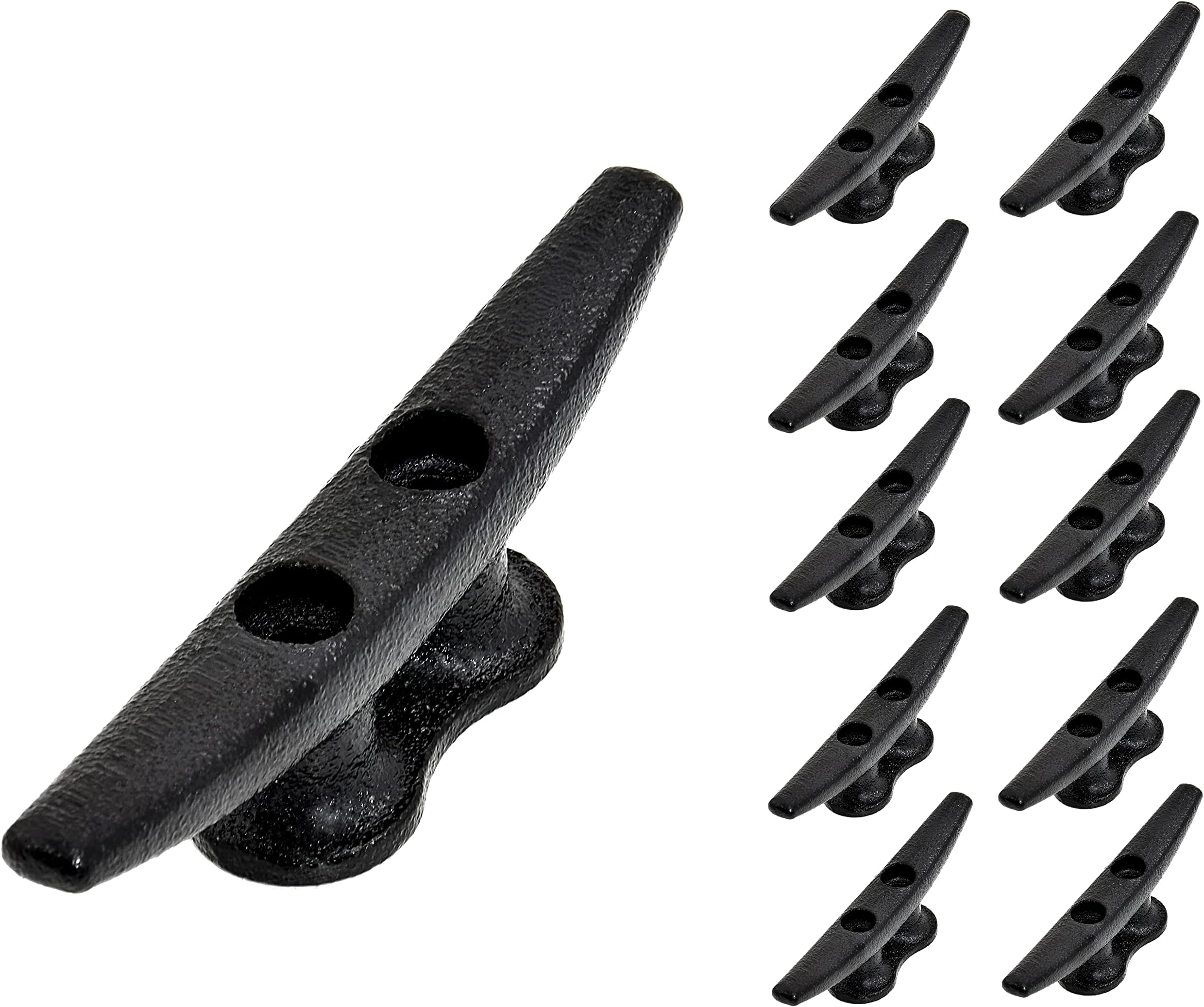 4" Black Dock Cleat 4 Inch - Cast Iron Boat Cleats, Rope Cleat, Boat Dock Cleats - Ideal for Marine, Nautical Decor - (2,5,10 Pack)