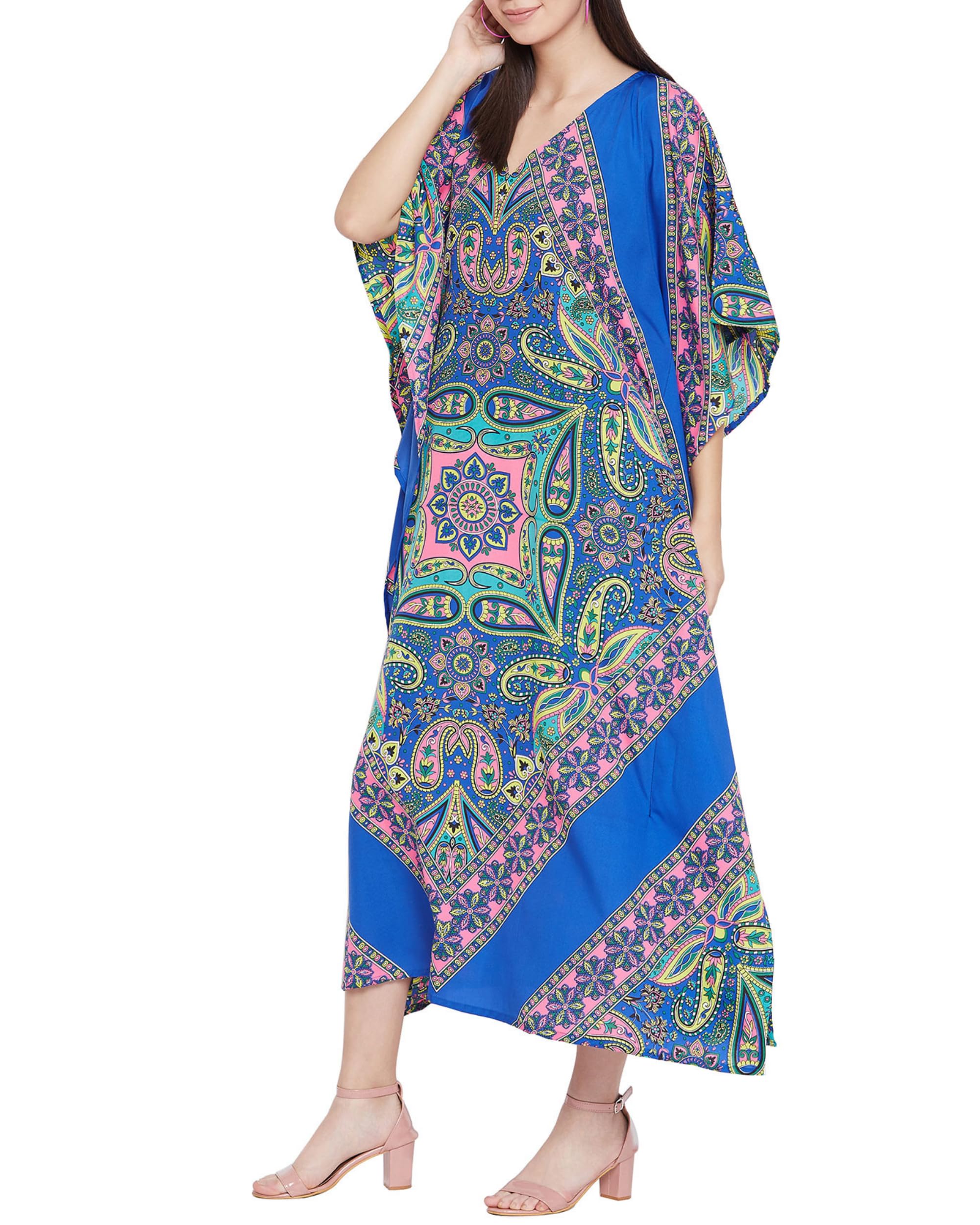 Women Kaftan Plus Size Polyester Summer Lightweight Caftan Swimsuit Cover Ups Maxi African Mumu Lounge House Dress