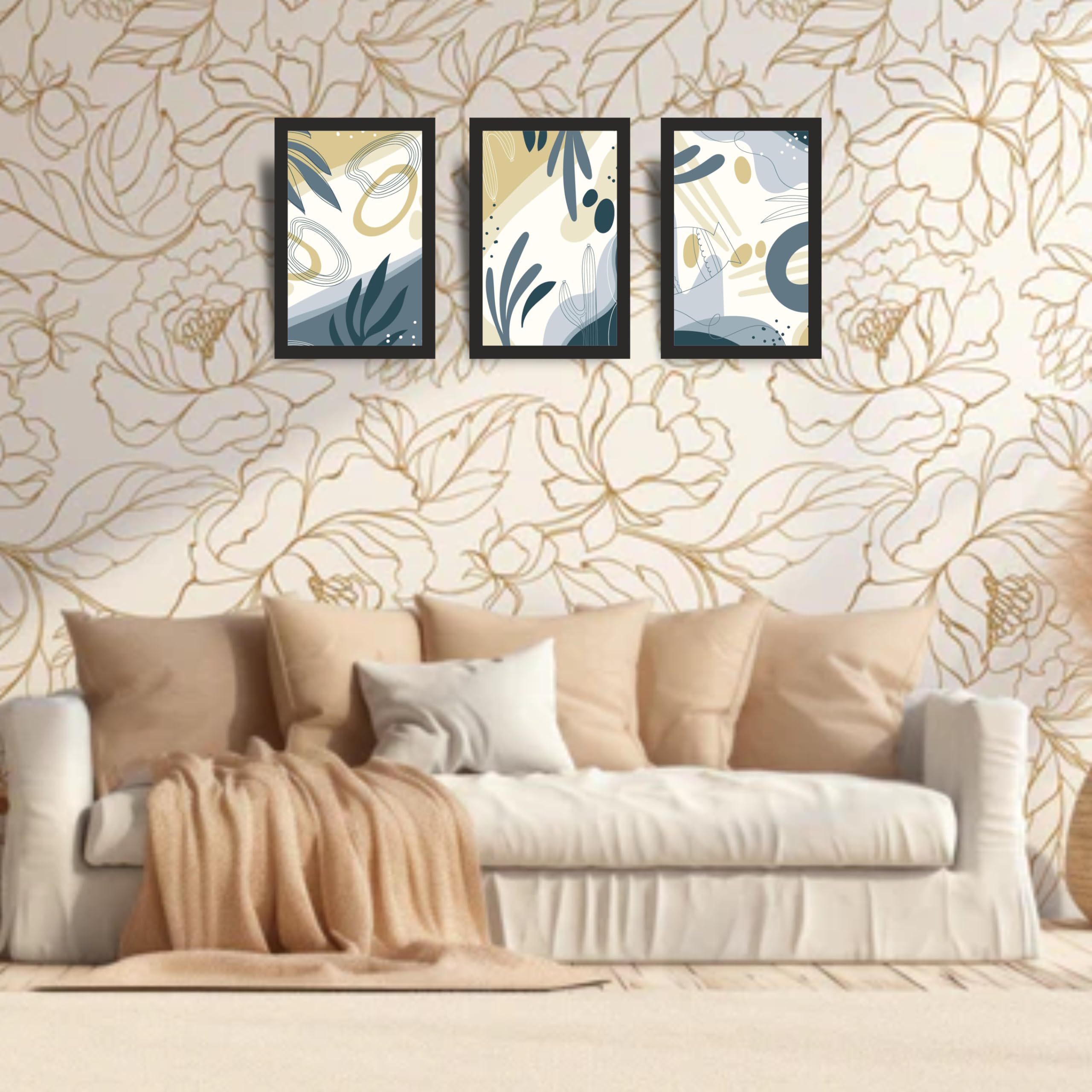 Contemporary Abstract Nature Wall Art Set of 3