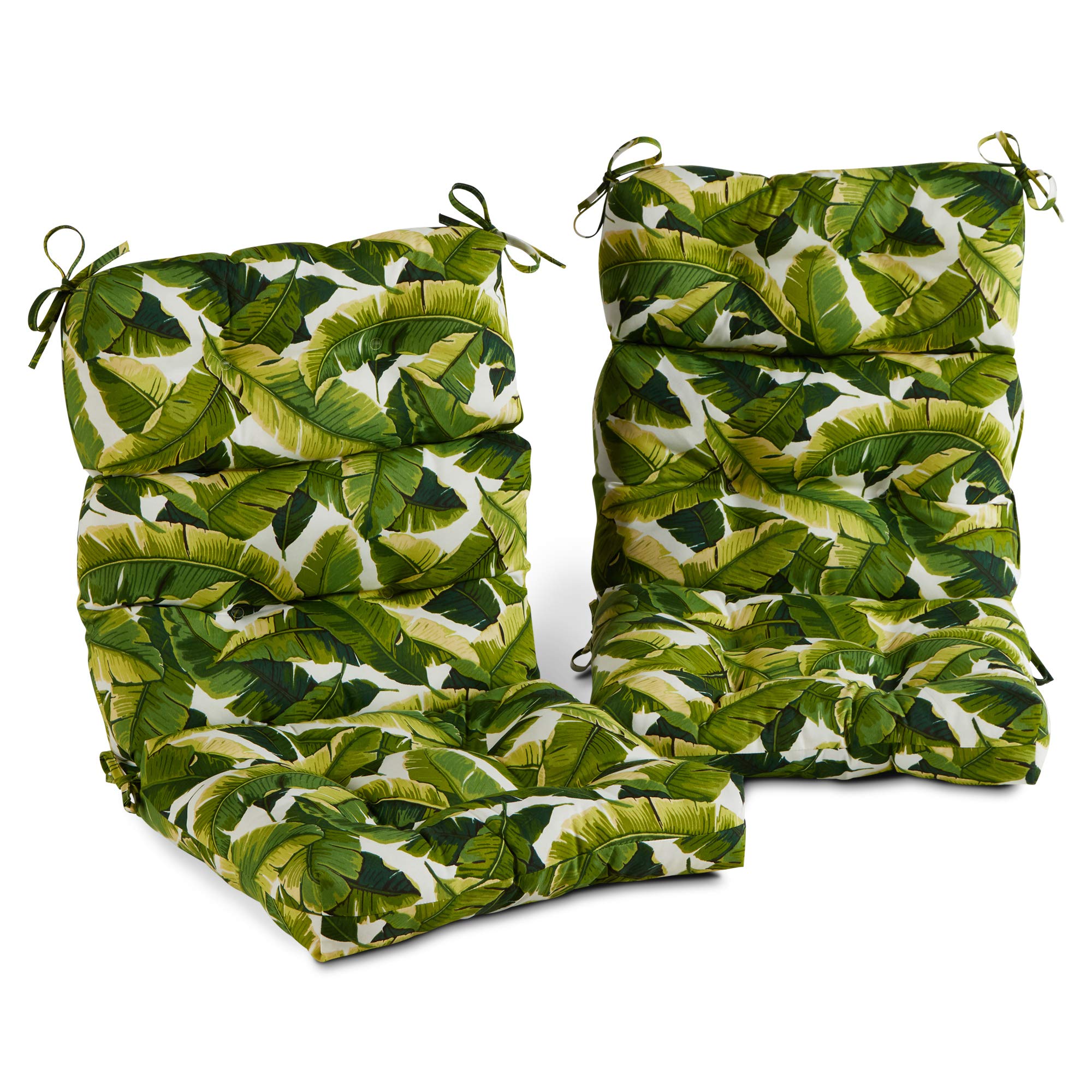 Greendale Home Fashions AZ6809S2-PALM-WHITE Tropical White Outdoor High Back Chair Cushion (Set of 2)