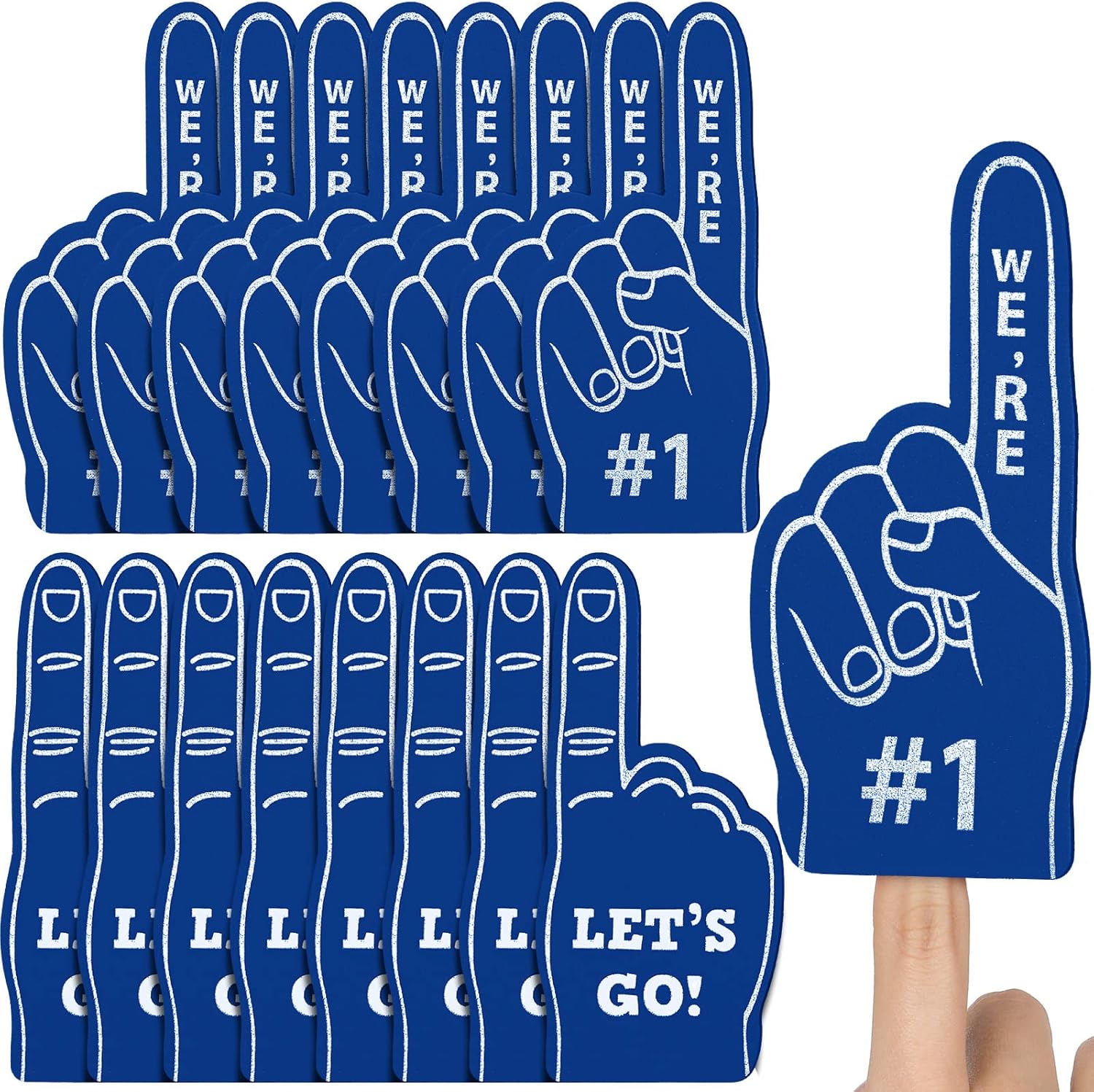 Sinmoe 36 Pcs Mini Foam Finger Baseball Fan Mini Foam Finger We're # 1 Sports Party Supplies for Hockey Football Basketball Events Team Gifts Sporting Events Games Birthday Supplies(Blue)
