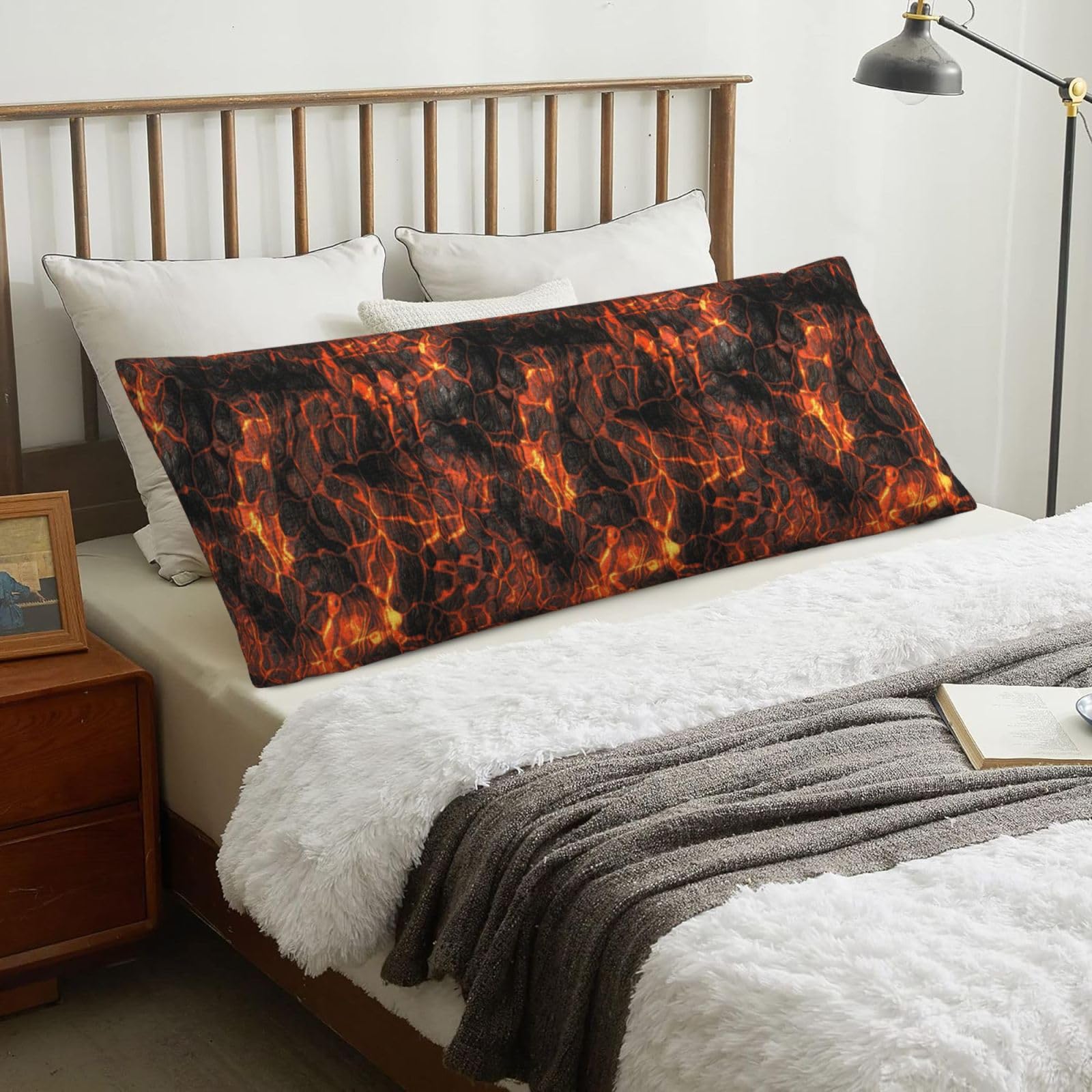 Volcano Lava, Body Pillow Cover with Zipper,Long Body Pillowcase 20 x 60 in