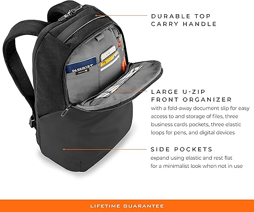 Vista 3 de Briggs & Riley Mochila mediana Delve, Negro -, Briggs & Riley Delve - Mochila mediana para laptop, se adapta a portátiles de hasta 15 pulgadas