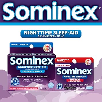 Sominex Nighttime Sleep-Aid Tablets, Maximum Strength Formula, Single Dose, Assorted, 16 Count