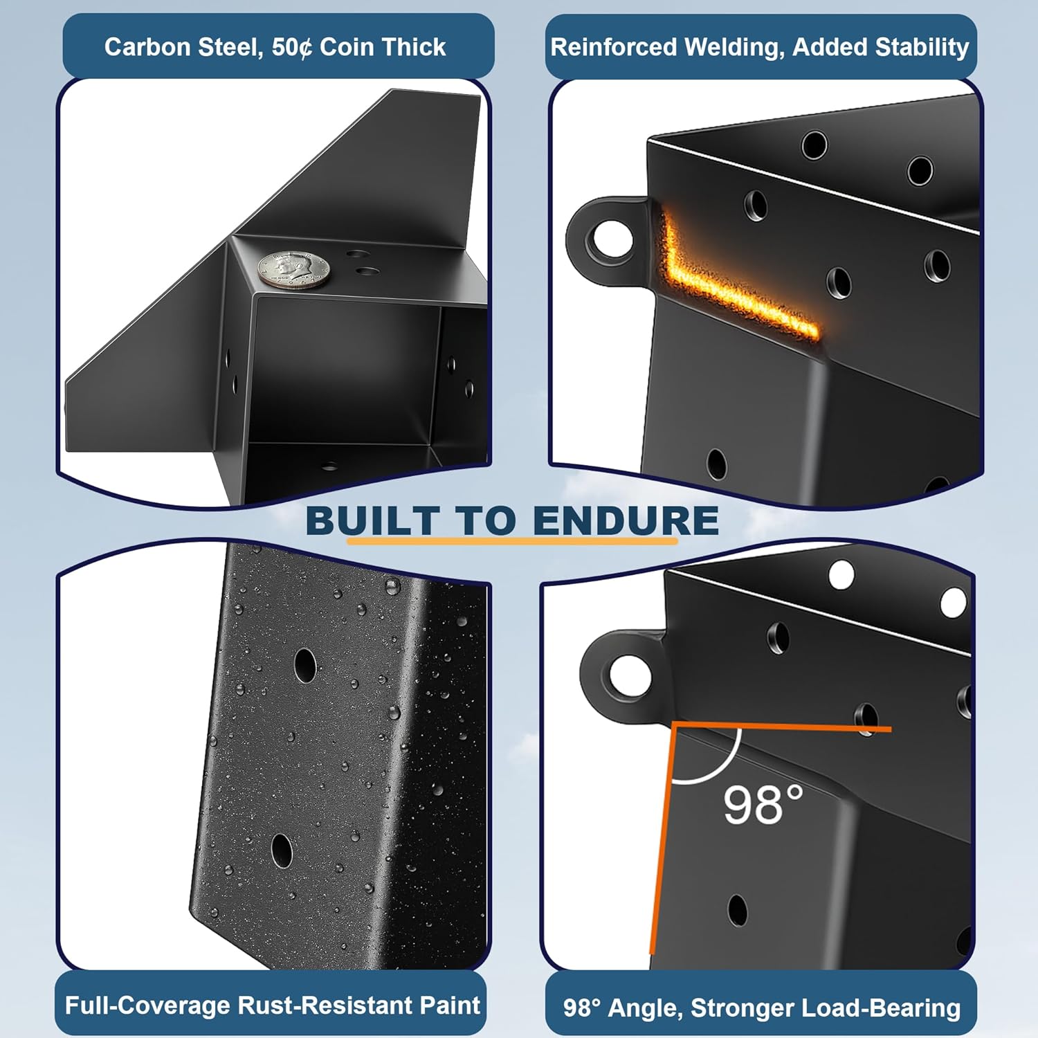 Deer Stand Brackets 4x4, Elevator Brackets 4"x4",Deer Blind Bracket, for Outdoor Hunting Platform, Elevated Deer Blind Bracket, Shooting Shacks, Tree Houses and Observation Decks, Lifeguard Lookout