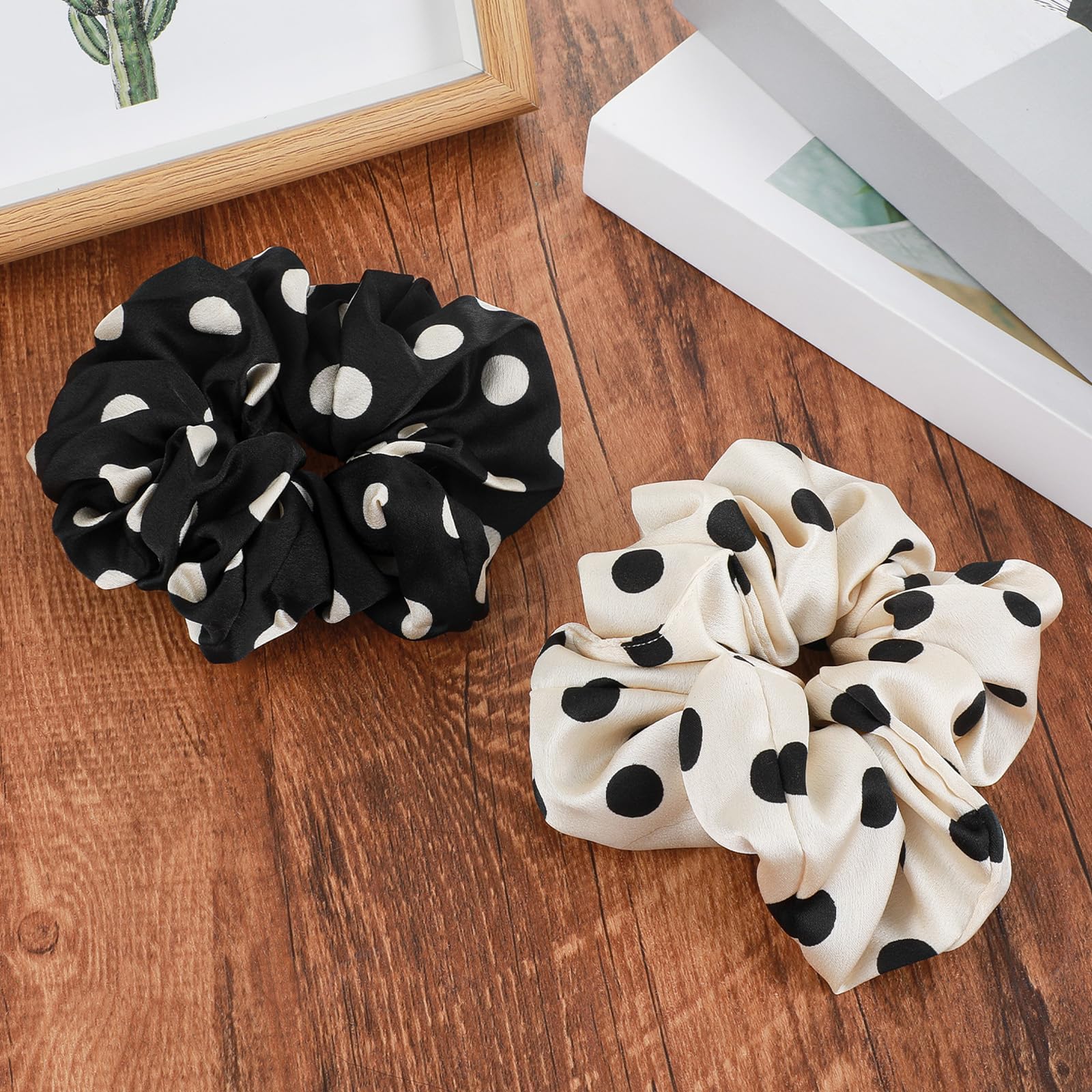 2pcs Big Scrunchies for Women, Oversized Polka Dot Scrunchie, Ymapinc Jumbo Large Satin Scrunchie, Vintage Polka Dot Hair Accessories