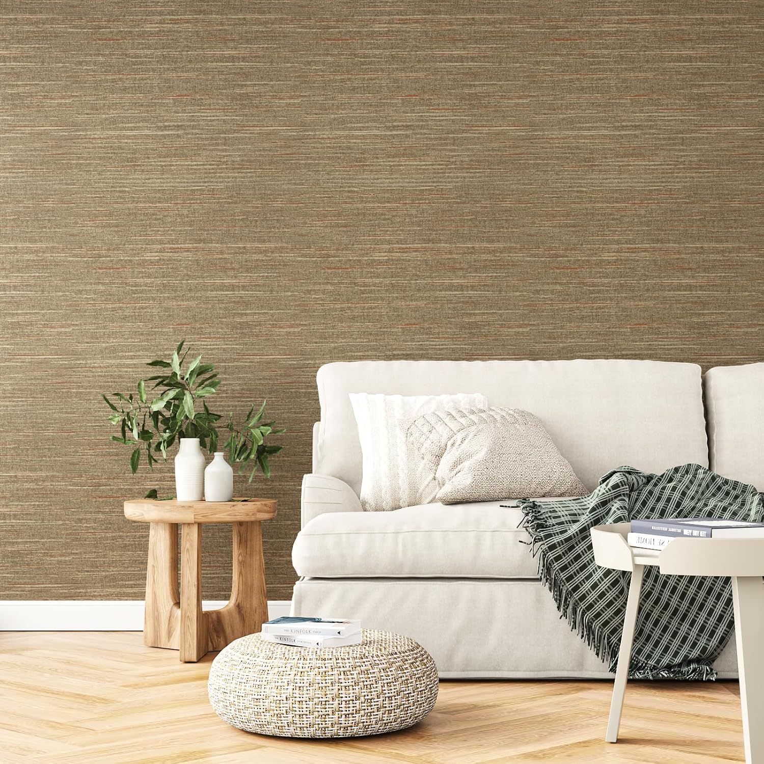 VEELIKE Bronze Brown Grasscloth Peel and Stick Wallpaper Textured Grasscloth Wallpaper Luxury Grass Cloth Contact Paper for Walls 15.7''x118'' Prepasted Fabric Linen Vinyl for Bedroom Bathroom
