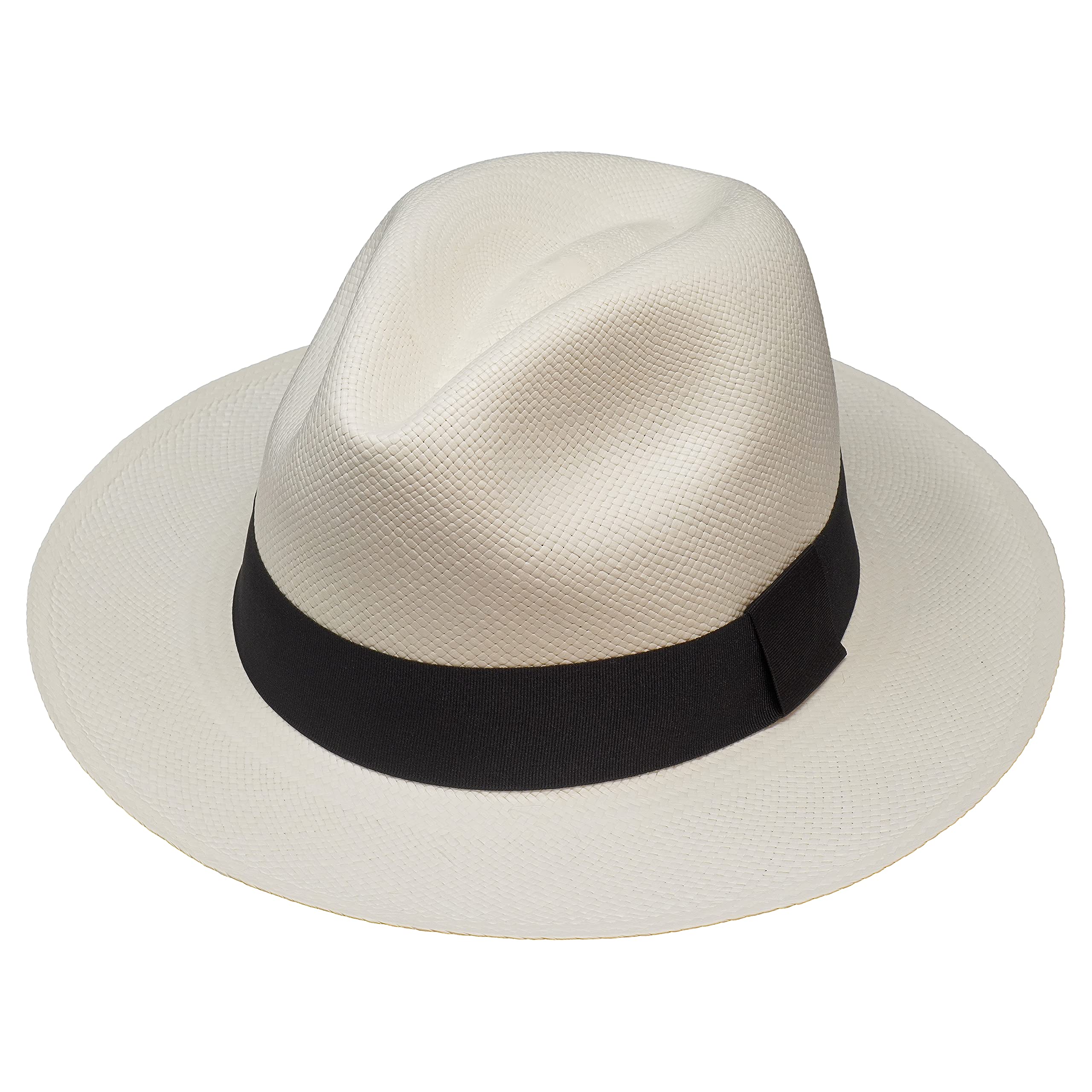 Borges & Scott Unisex White With Black Ribbon The Hudson - Fedora Panama Hat - Rollable And Lightweight - 58Cm