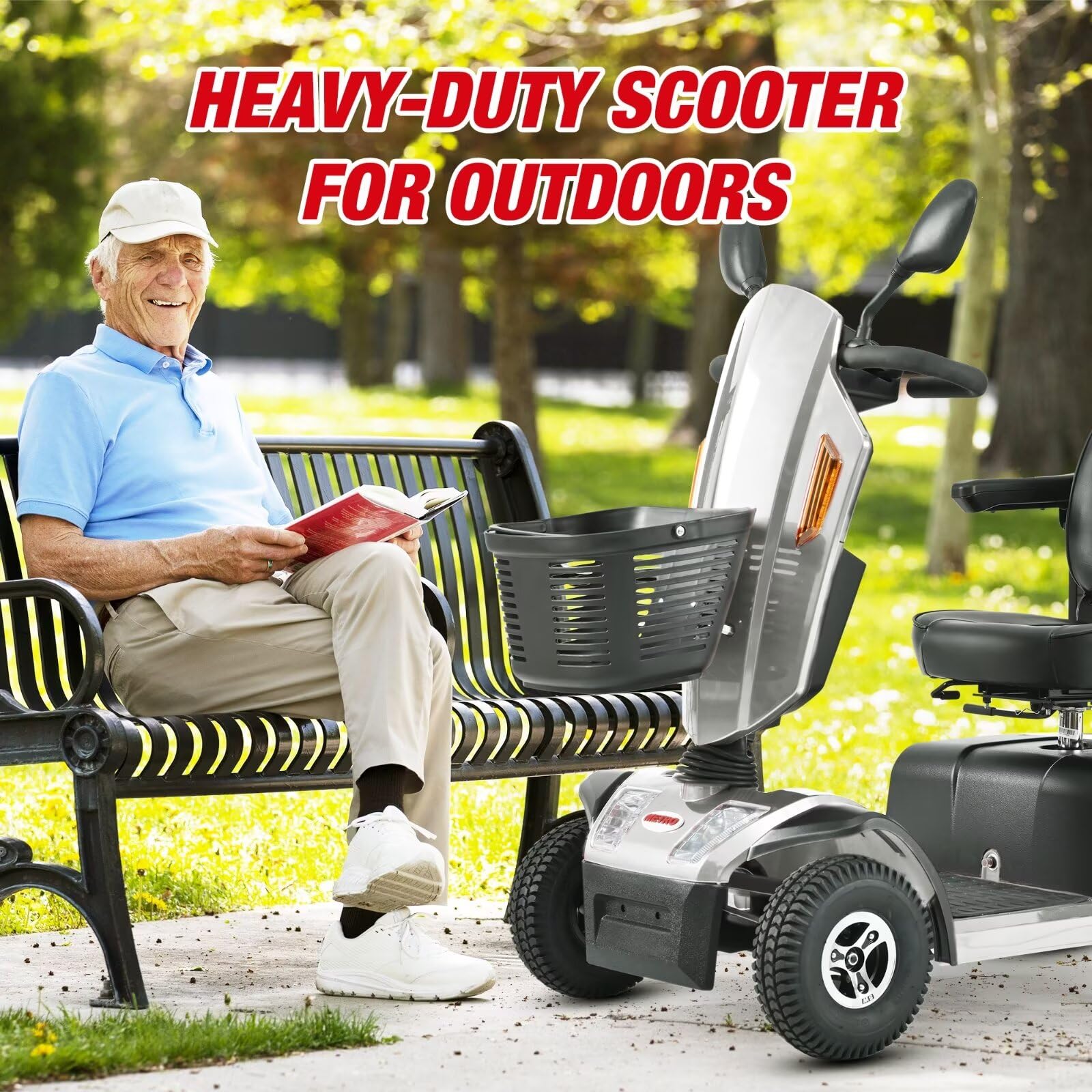 25 Miles 4 Wheel Mobility Scooters for Seniors & Adults 500lbs Capacity - Electric Powered Chair - 500W All Terrain Fast Mobility Scooter for Travel/Elderly w/Basket &Charger-Grey