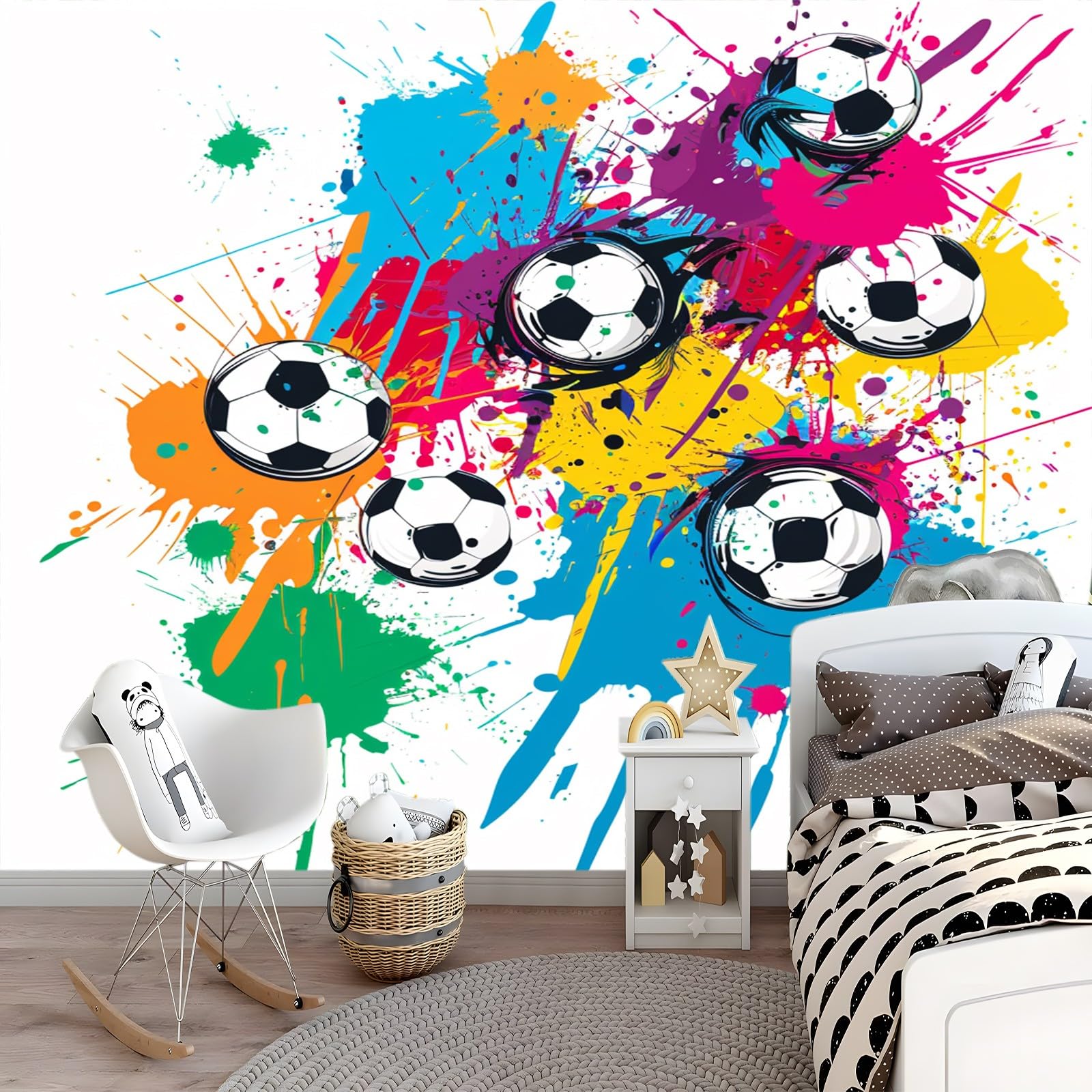 Fotomurale Fotomurali Calcio sportivo hip-hop 250 x 175 cm Moderna Carta da parati Decorazione da Muro Poster per Camere da Letto, Soggiorni, dei Bambini Carta da Parati