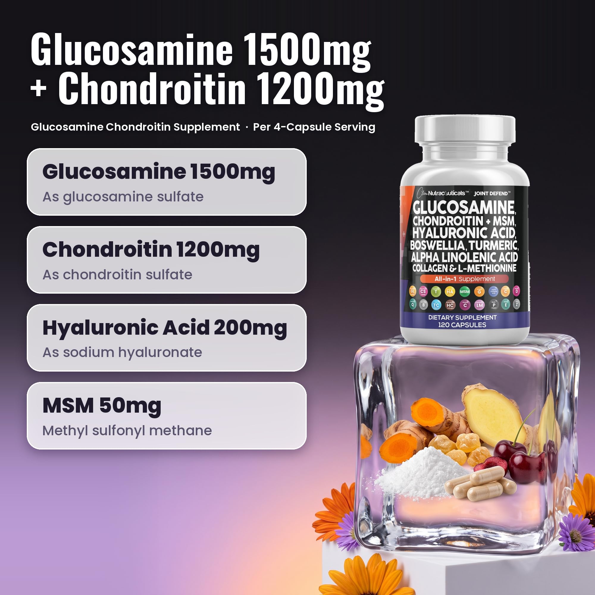 Glucosamine Chondroitin MSM Supplement for Women & Men with Turmeric 2 Pack — Amazon image 3