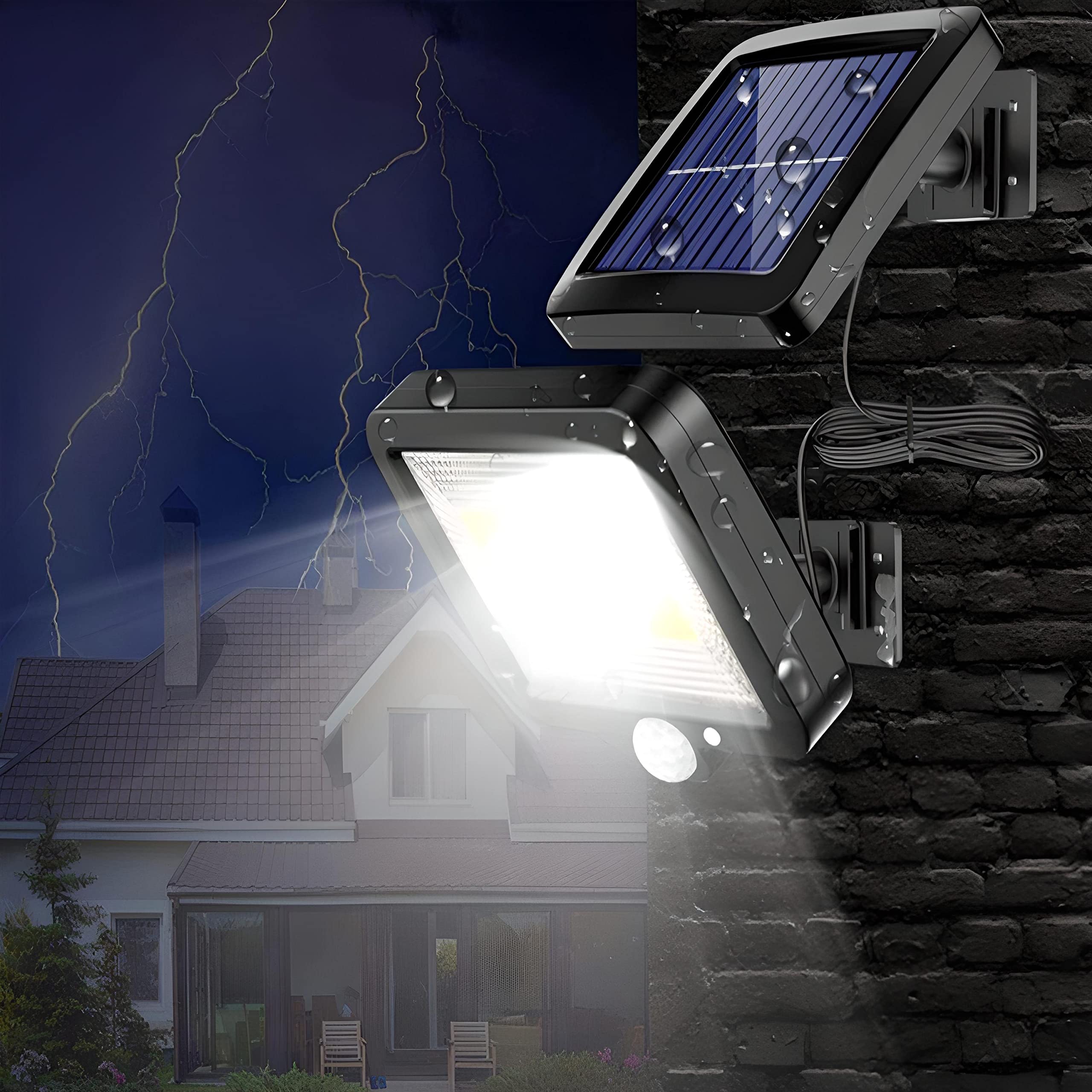 Retoo Lampa solarna z czujnikiem ruchu na zewnątrz ze 100 diodami LED wodoodporność IP44 światło słoneczne na zewnątrz kinkiety słoneczne do ogrodu 4000 mAh 1000 lumenów bezpieczne kinkiety