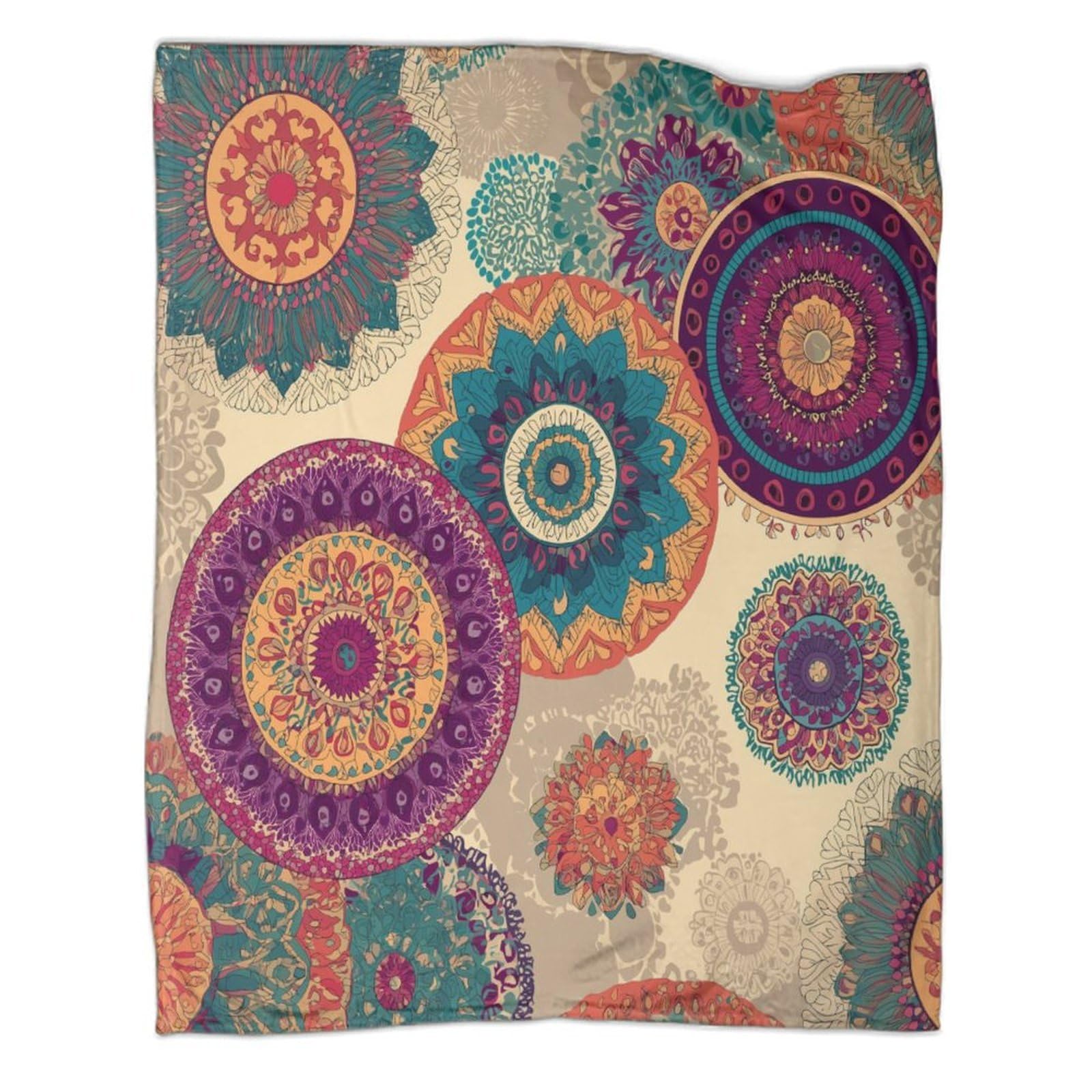 kaiyun Circular Mandala Pattern Bedding Blanket Printed Fluffy Soft Comfortable Suitable for Sofa Bed 50x60inch(127x152cm)
