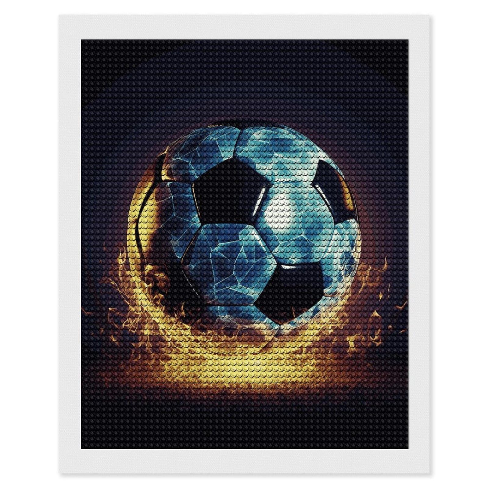 DWVTSLH Cool Soccer Ball Diamond Painting Kits for Adults, Personalized Diamond Photo Art Full Drill, DIY 5D Diamond Art Painting Kits for Beginners, Home Wall Decor 16"x20"