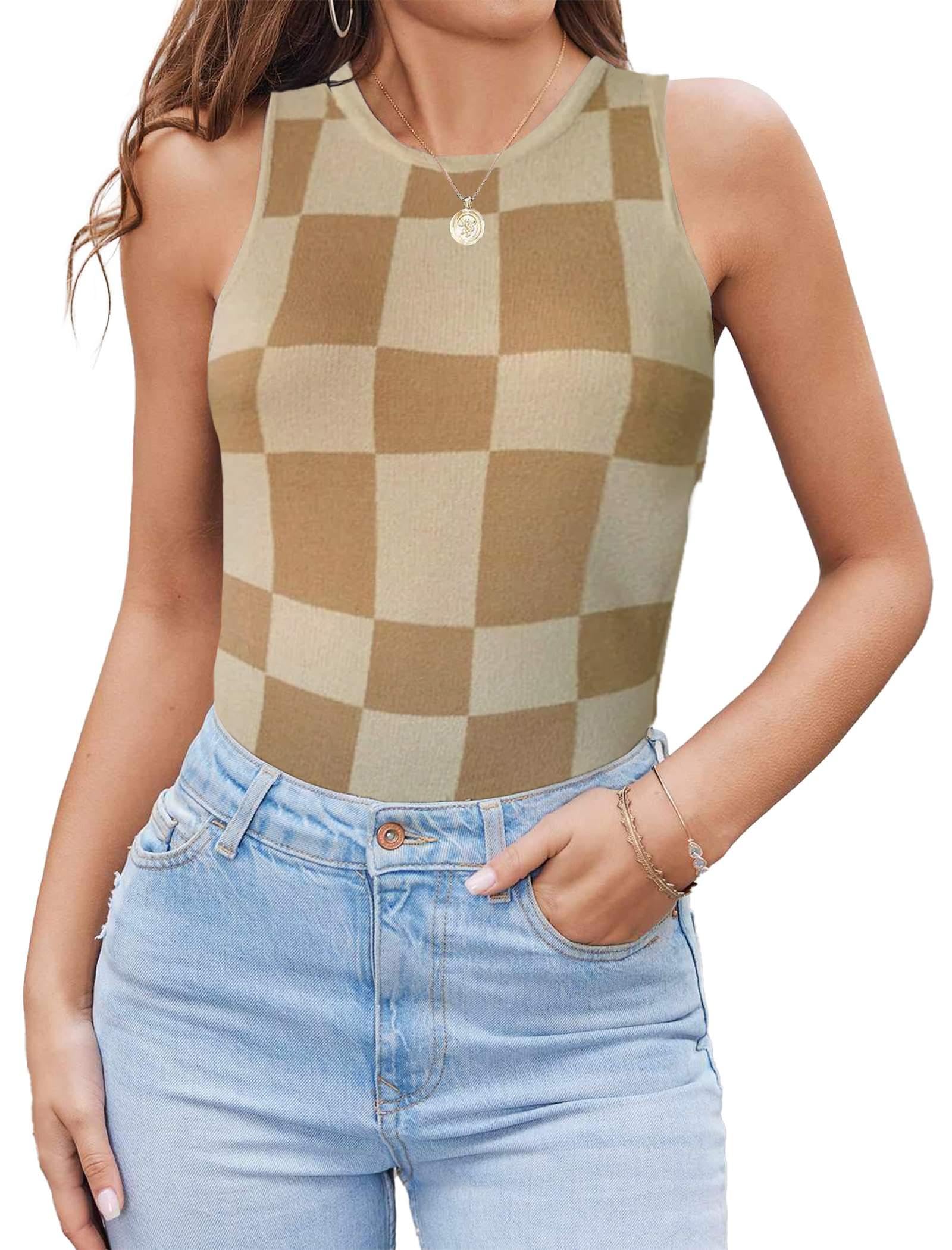 Zeagoo Womens Tank Top Racerback Crowl Neck Casual Basic Ribbed Knit Fitted Sleeveless Shirts S-XXL