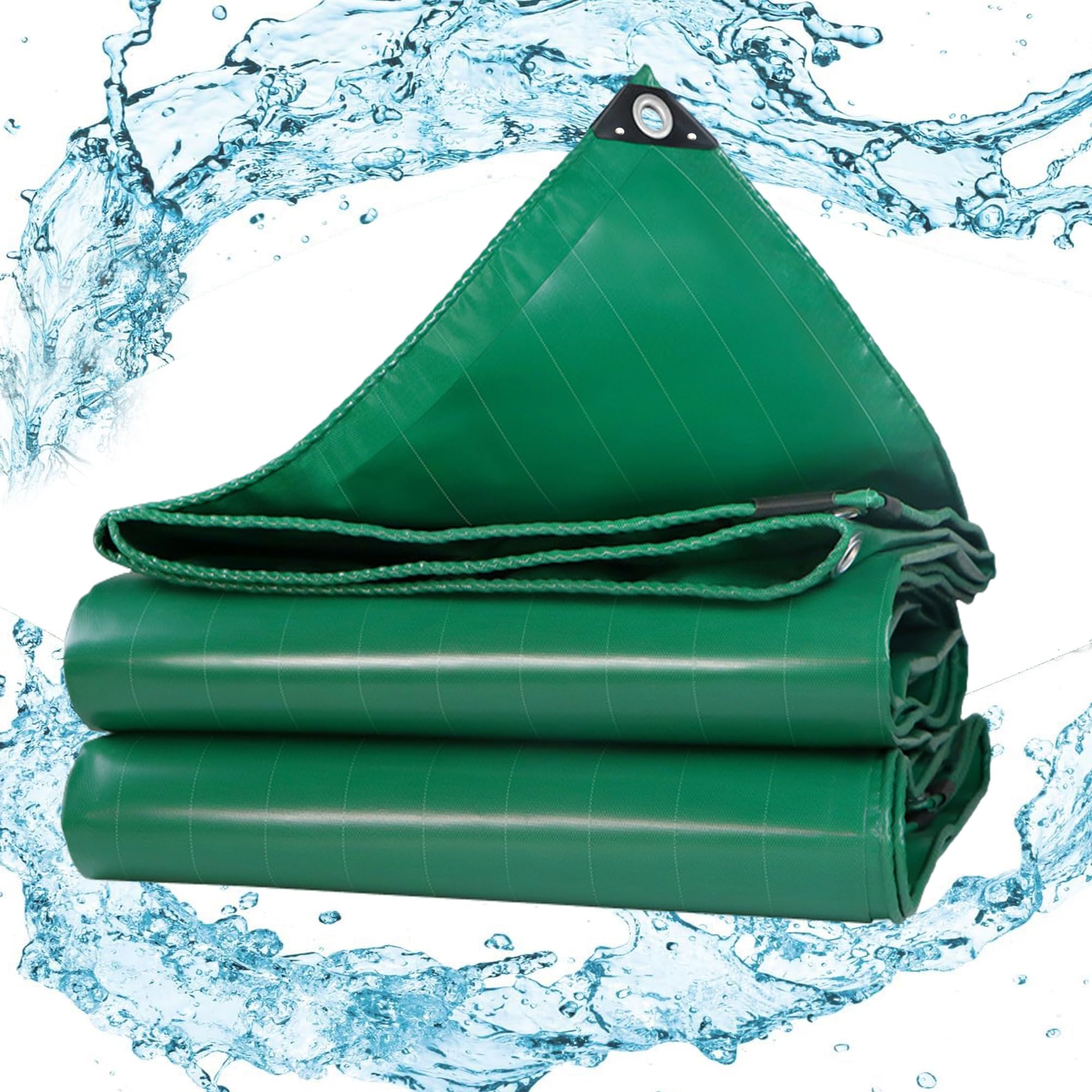 Lona para Techos Máximo Rendimiento 0.5x39.5 m 500g/m² Lona Impermeable para Techadores y Carpinteros, para protección de vehículos y Muebles de jardín, colocación de Piscinas LXX94W, Verde