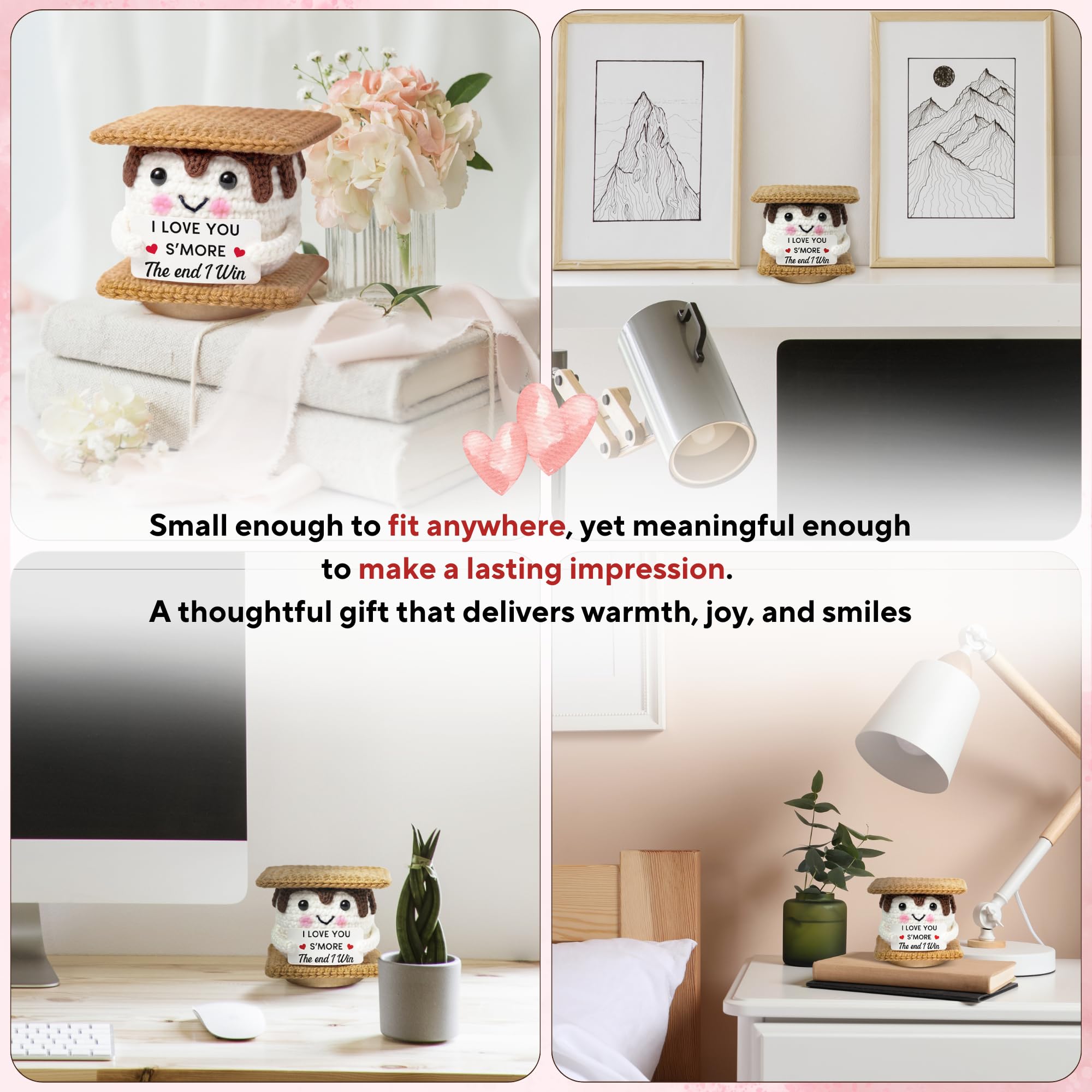 SUCHAGIFT Couple Gifts - Anniversary, Birthday, Valentines Day Gifts for Him, Her, Boyfriend, Girlfriend, Wife, Husband - Love Inspirational Positive Support S'More Crochet Doll