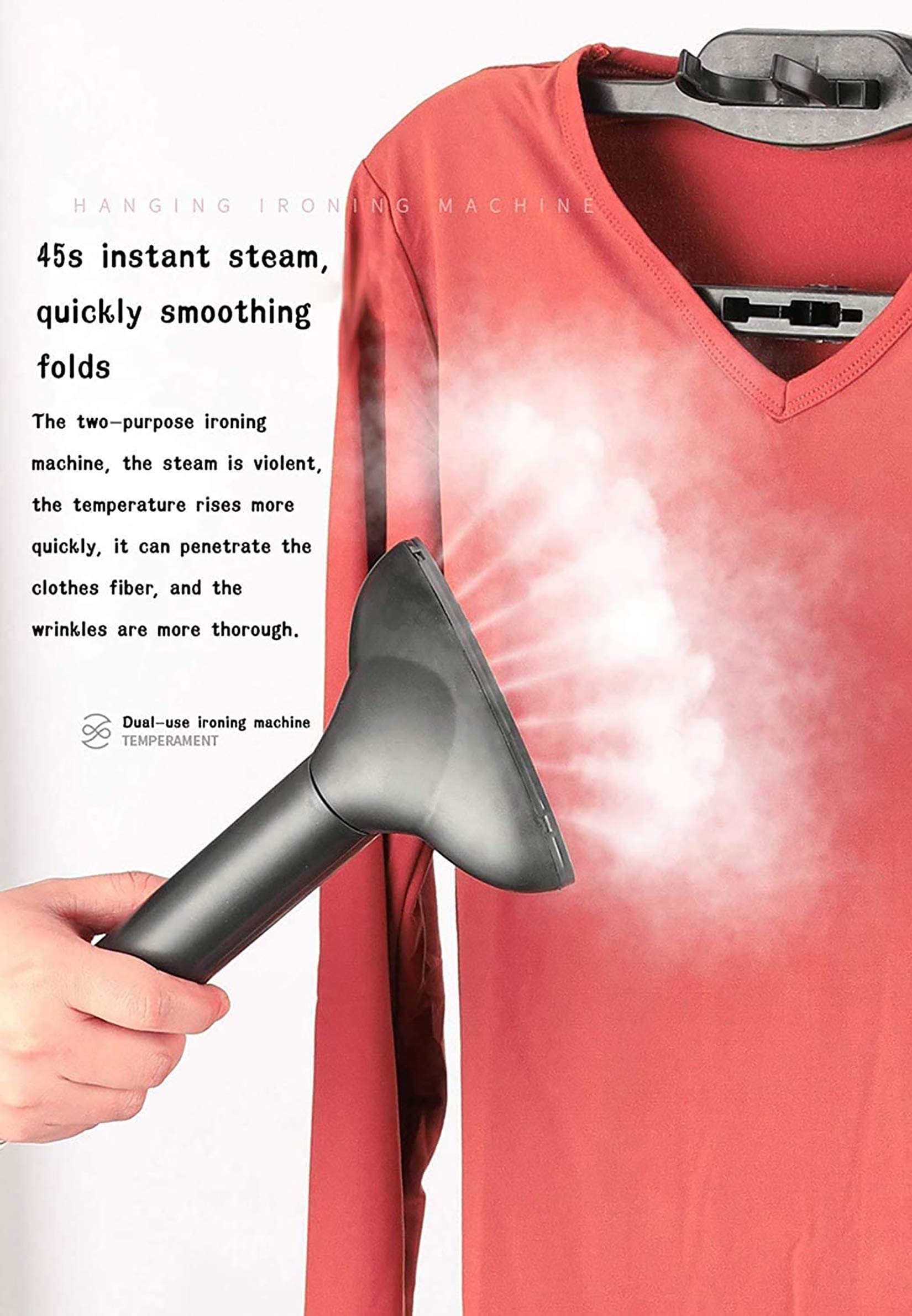 Piroscafo Verticale per Indumenti 1800W Ferro da Stiro Elettrico Professionale per impieghi gravosi con Serbatoio dell'Acqua da 2 Litri e ASSE da Stiro, per la casa e Il Negozio