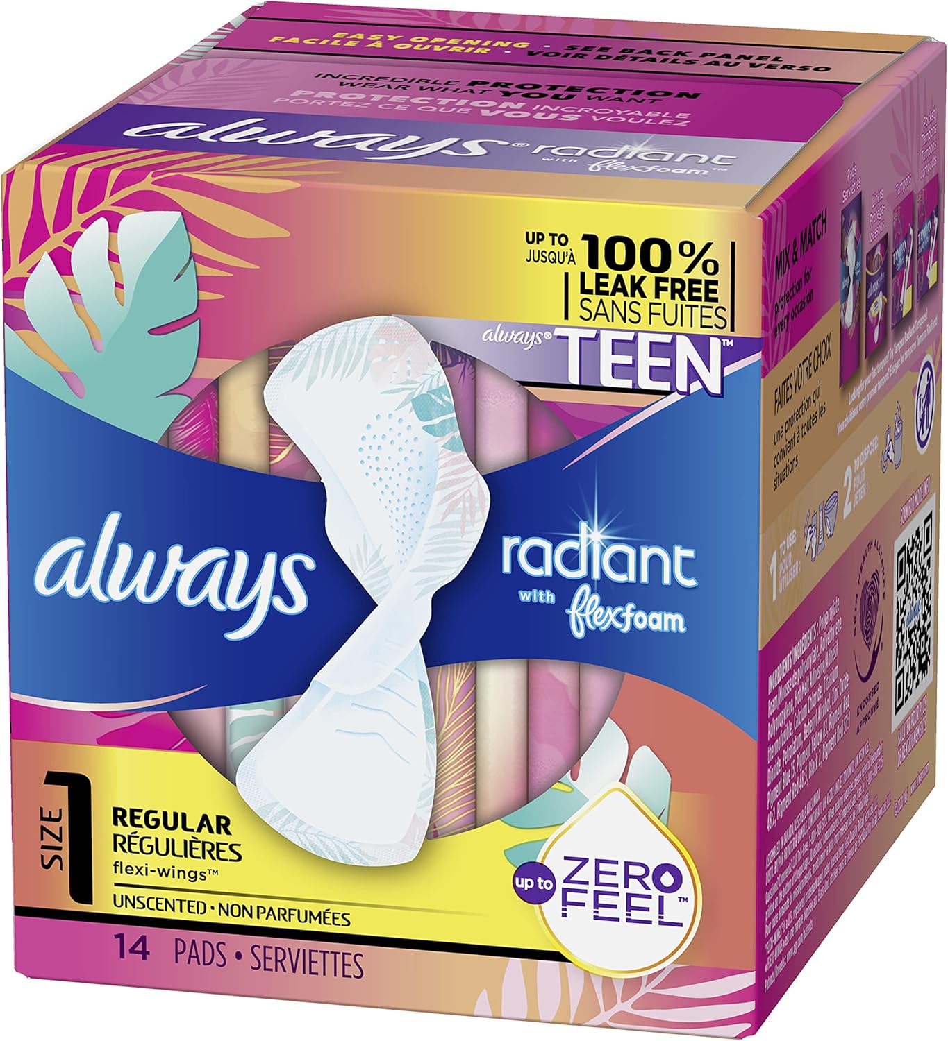 Buy Always Radiant Teen Pads Regular Absorbency Unscented 14 Count Online In Uzbekistan B008cc3zge