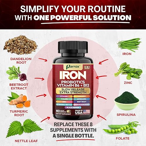 Miniatura 5 de Paquete de suplemento de mio-inositol y hierro apoyo hormonal, metabólico y energético con D-Chiro inositol, Ashwagandha, berberina, hierro de