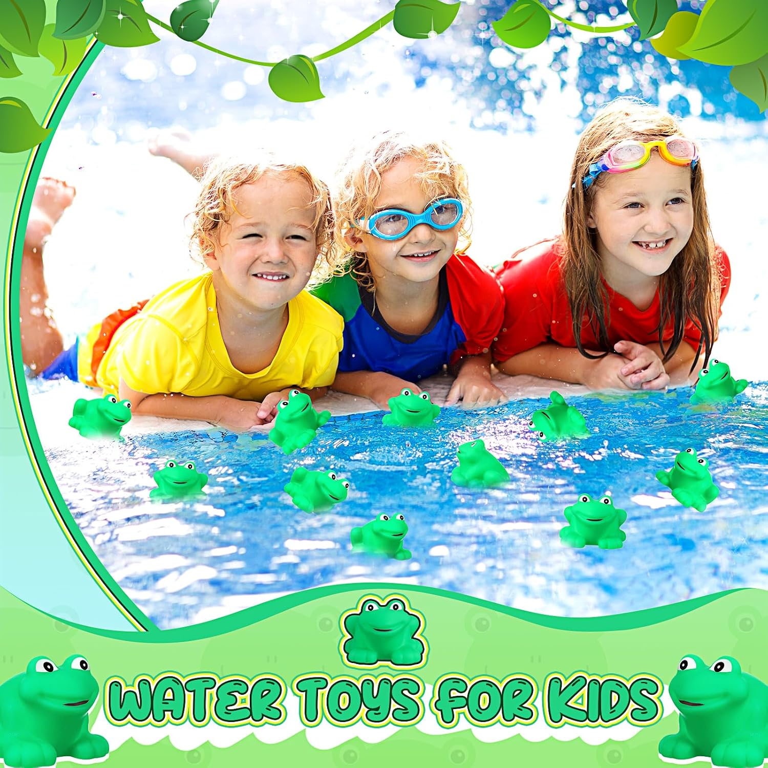 Wettarn 120 Pcs Rubber Frogs Squeak and Floating Green Plastic Bath Toy Frogs Baby Shower Toys for Girls Boys Decoration(Dark Green)
