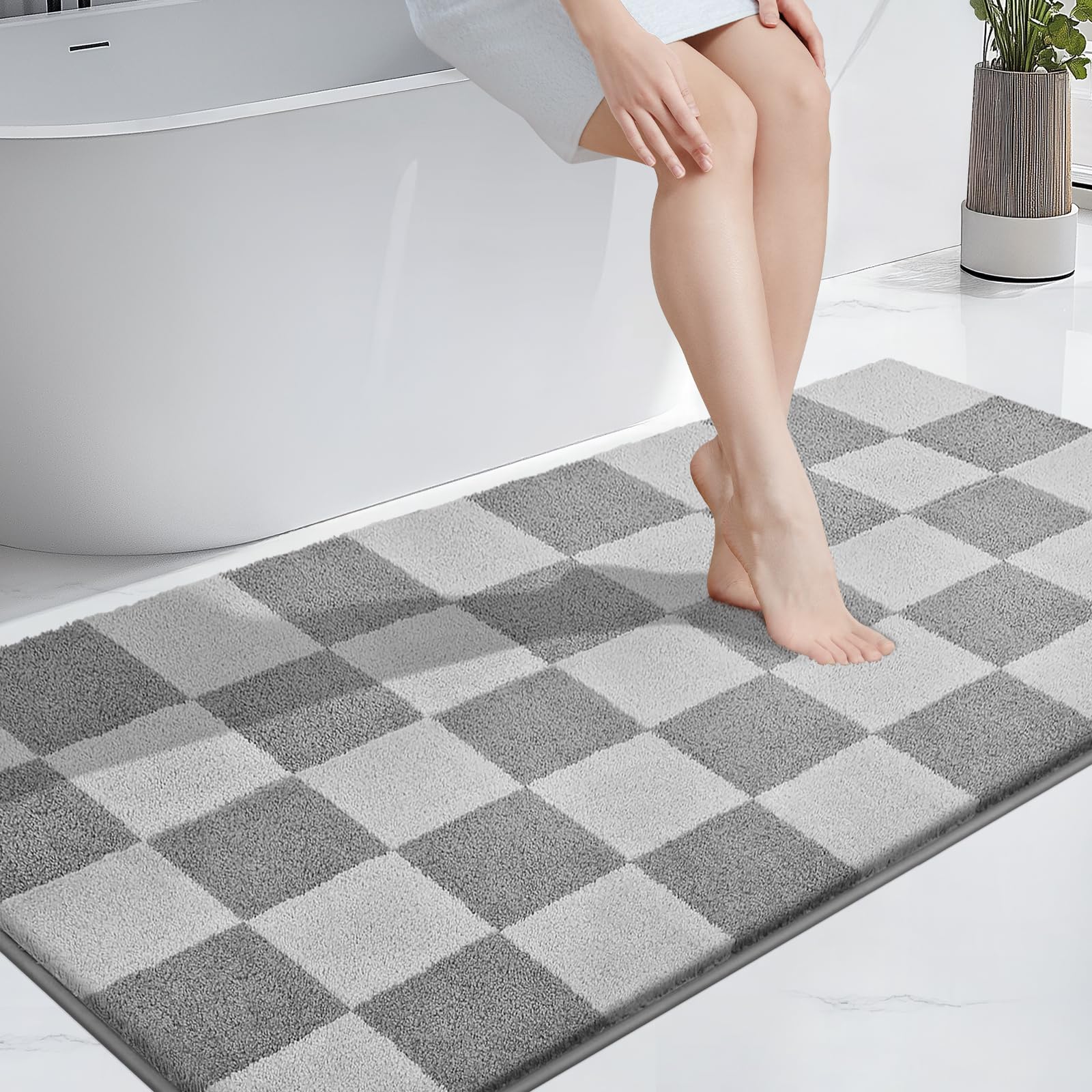 PURRUGS Bathroom Rug Non-Slip Machine Washable 30" x 60", Super Absorbent and Quick-Dry Bath Mat, Extra Soft and Plush Bath Rug for Shower, Bathtub