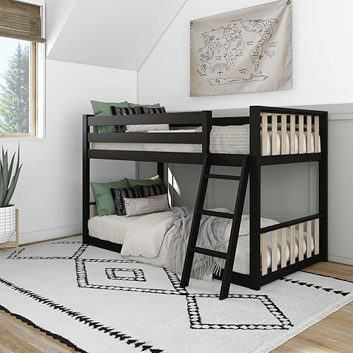 Miniatura 10 de Max  Lily Litera litera moderna escandinava marco de cama individual sobre matrimonial de madera maciza para niños no necesita somier color