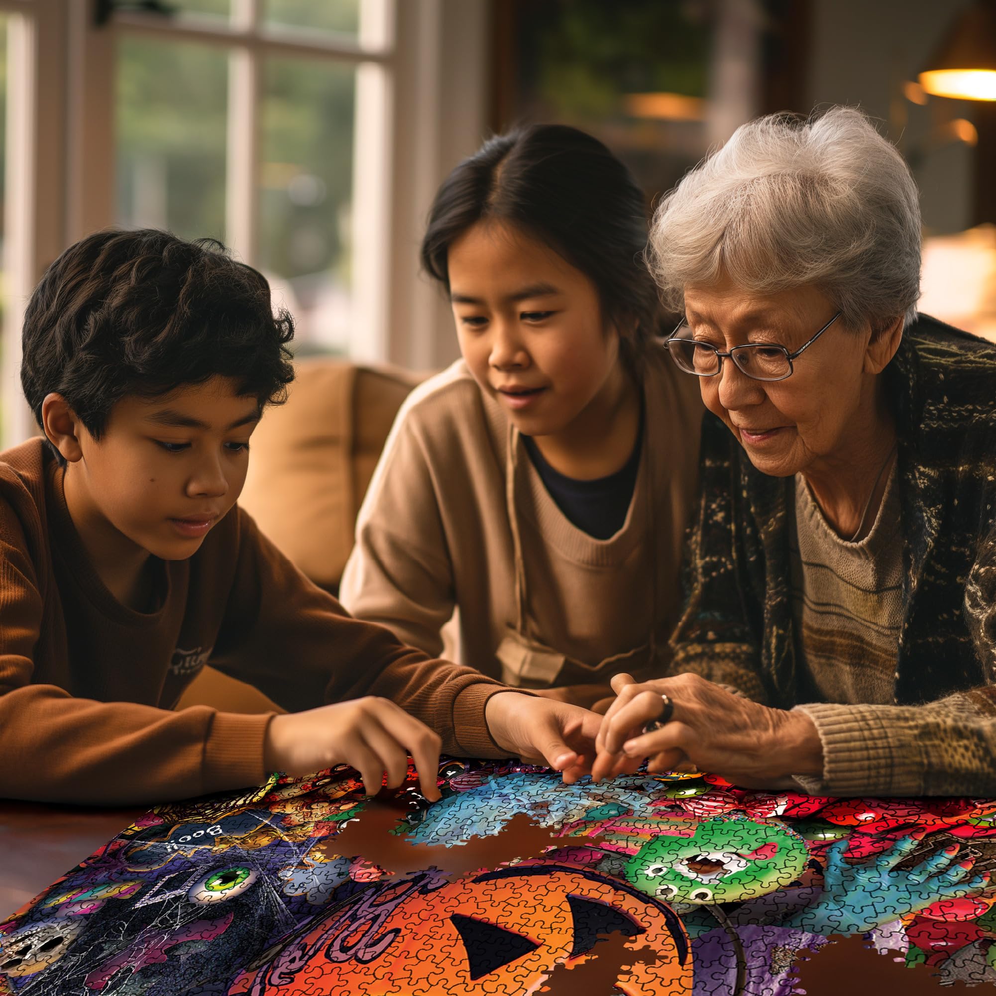White Mountain Puzzle da 1000 pezzi spettrale autunnale collage puzzle con pezzi grandi regalo per adulti e famiglia 61 x 76,2 cm – dolcetti di Halloween