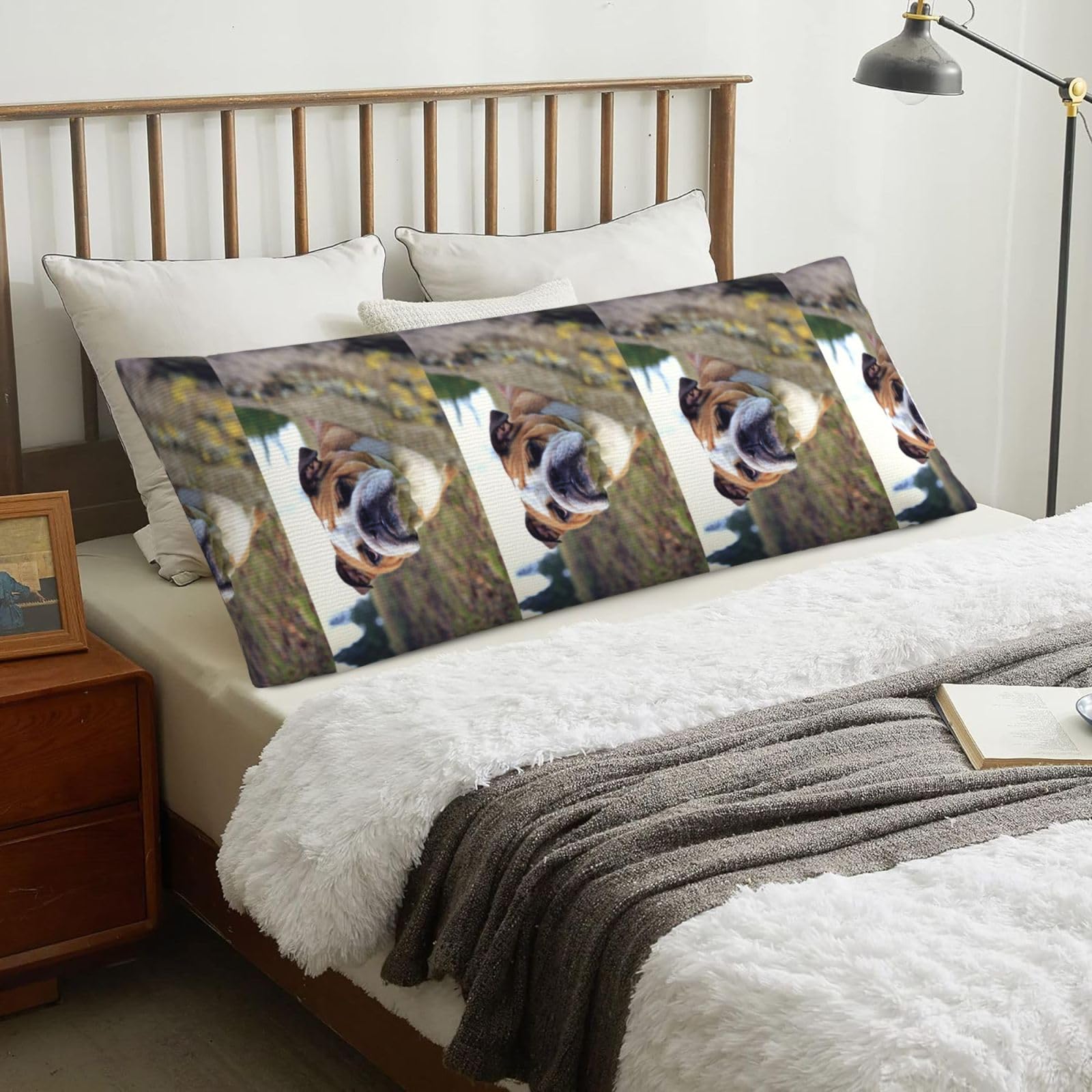 English BullDogs Lawn Pets English BullDogs, Body Pillow Cover with Zipper,Long Body Pillowcase 20 x 60 in