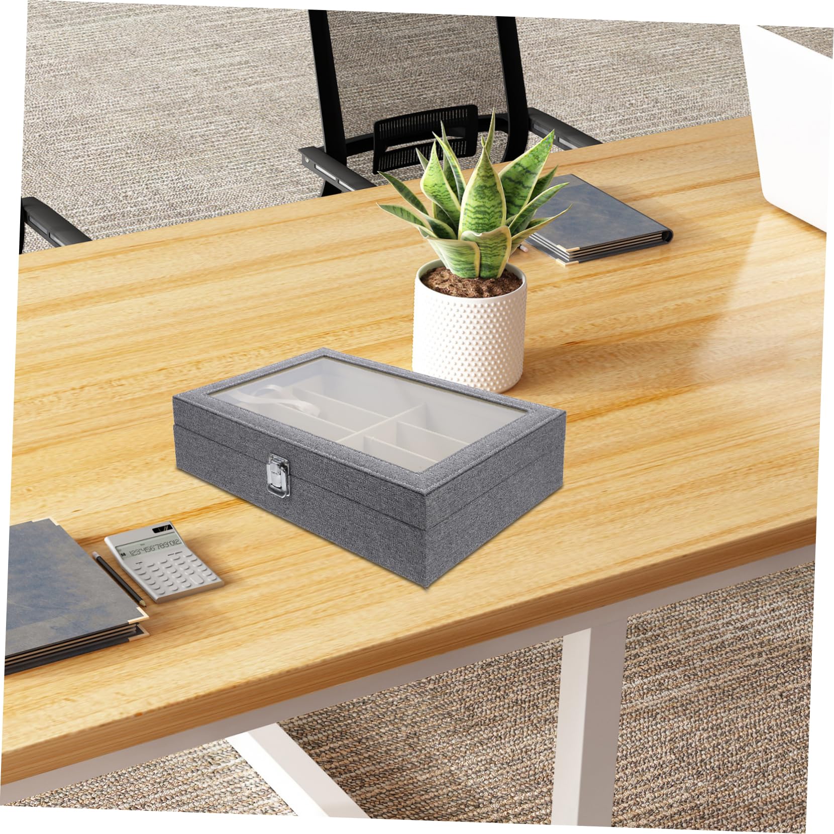 Hohopeti Organizador De Gafas Ranuras Caja De Almacenamiento Transparente para Gafas De Sol y Accesorios Exhibidor Elegante para Hogar y Comercio