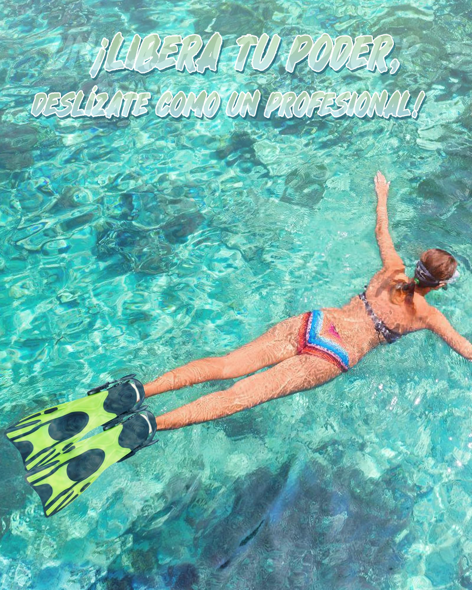 Hikeen Aletas Snorkel Ajustables: Aletas Natacion Piscina para Adultos y Jóvenes Aletas Buceo con Talón Abierto, Aletas Natacion Unisex Incluye Bolsa de Malla