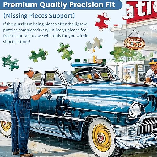 Miniatura 7 de Rompecabezas de 500 piezas para adultos, gasolinera para adultos, niños y personas mayores, rompecabezas de estilo retro de 500 piezas, regalo para