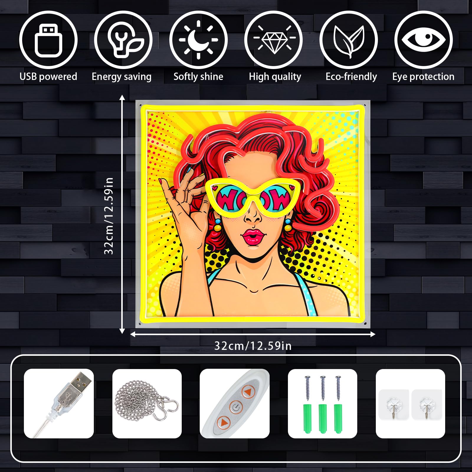 Letrero de neón con impresión UV de mujer fresca, regulable, alimentado por USB, para colgar en la pared, bar, salón de belleza, decoración del hogar