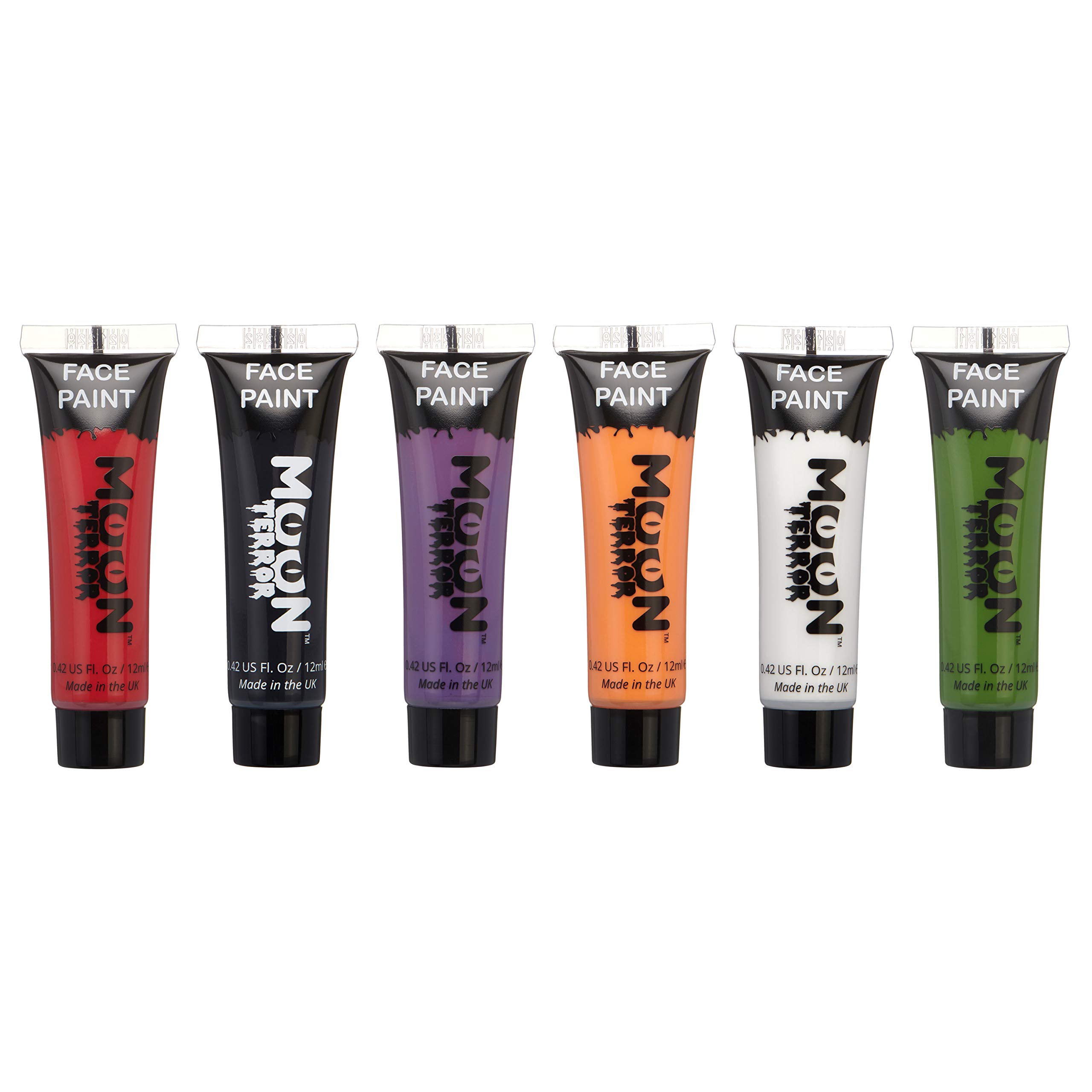 Halloween Face Paint for Face and Body - 12ml - Create Sinister Face Paint Drawings! (Set of 6)