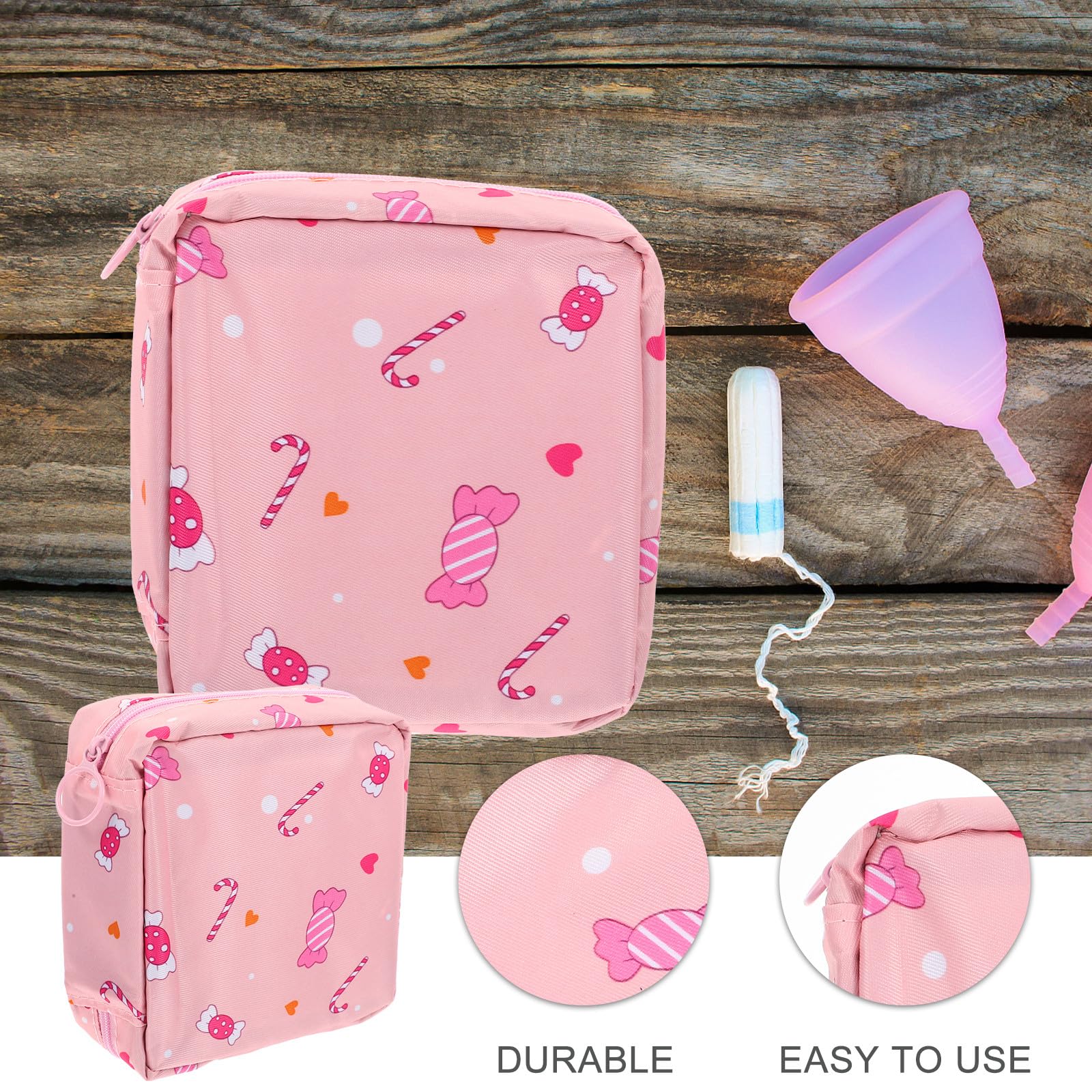 Bolsa de Almacenamiento para Higiene Menstrual Grande de Poliéster Rosa | Portátil y Multifunción, Uso Escolar y Exterior, Estilo Chic y Bonito para Chicas