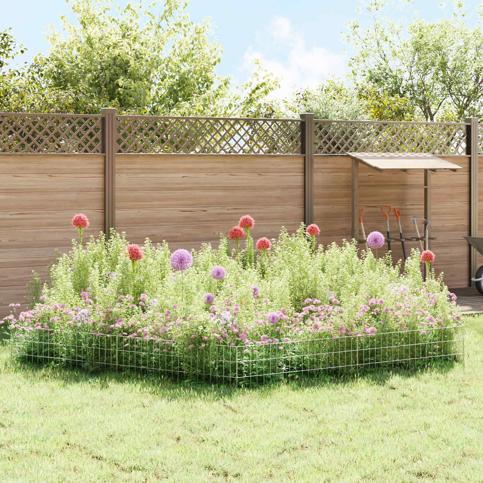 Recinzione da giardino con pali, 12 pezzi, 95 x 30 cm, in acciaio zincato