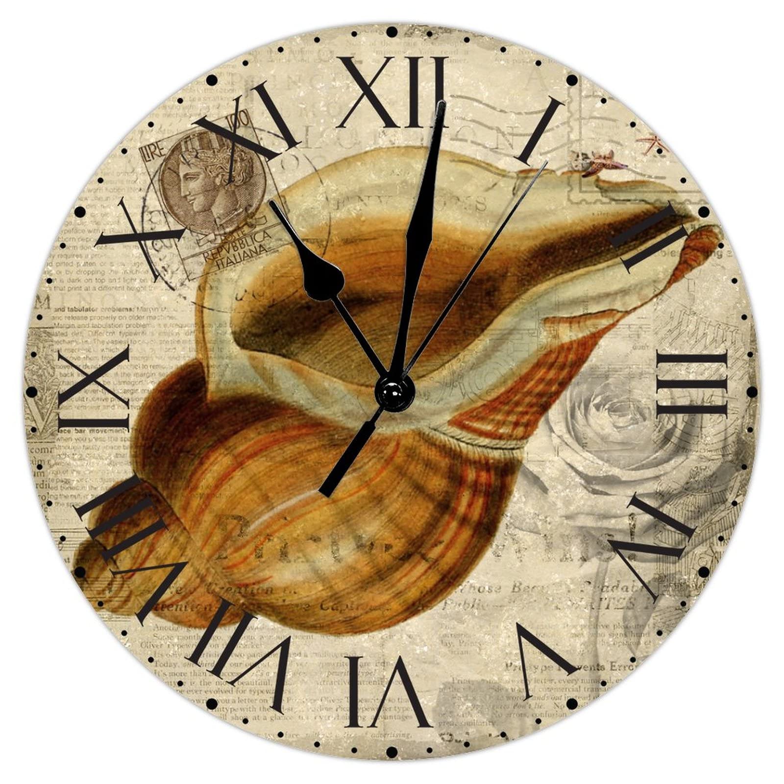 Horloge murale silencieuse sans tic-tac en PVC de 30,5 cm au style vintage vintage