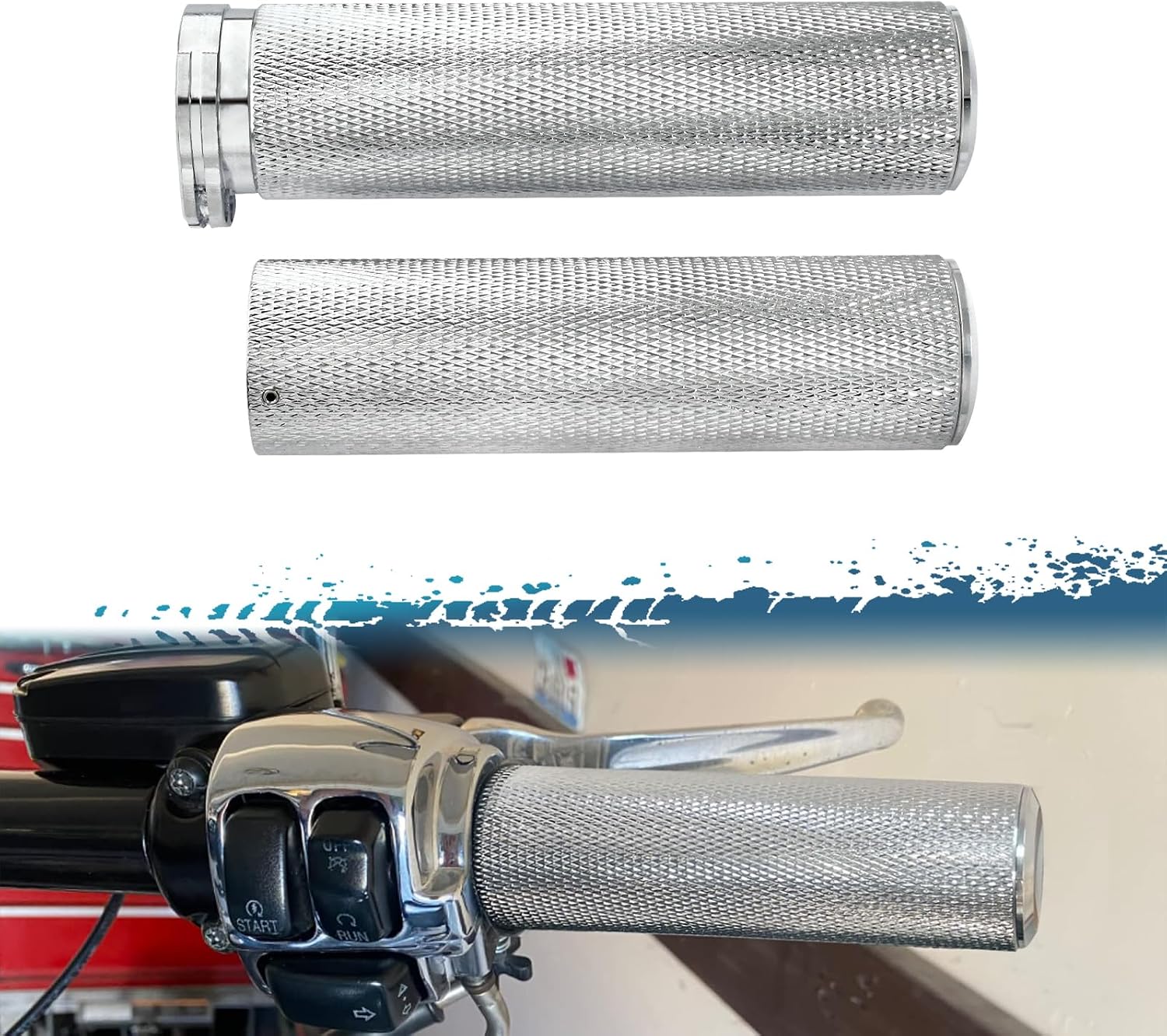 Motorcycle Handlebar Grips 1 inch 25mm Aluminum Cable Throttle Hand Grips Universal Fit for Harley Touring Dyna Softail Sportster XL 883 1200
