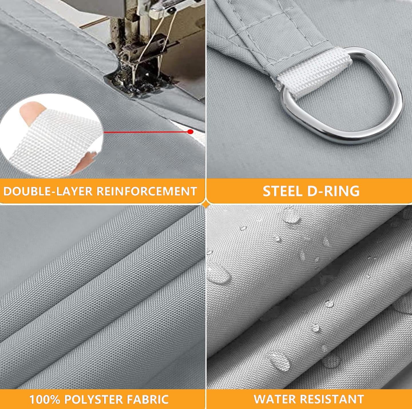 Shade Cloth Rectangle Waterproof 1x2.5M Sun Shade Sail Large Cooling Shade UV Rays Blocking Breathable Sun Sail for Patio Garden Pools Kennel Greenhouse Plant Light grey - Image 4