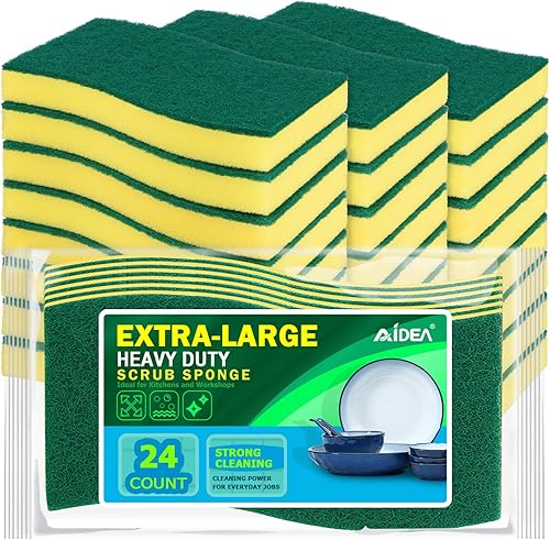 Miniatura 9 de AIDEA Esponja exfoliante resistente, 24 unidades, dispensador de jabón para platos para cocina, 2 en 1 con dispensador de jabón y soporte de esponja